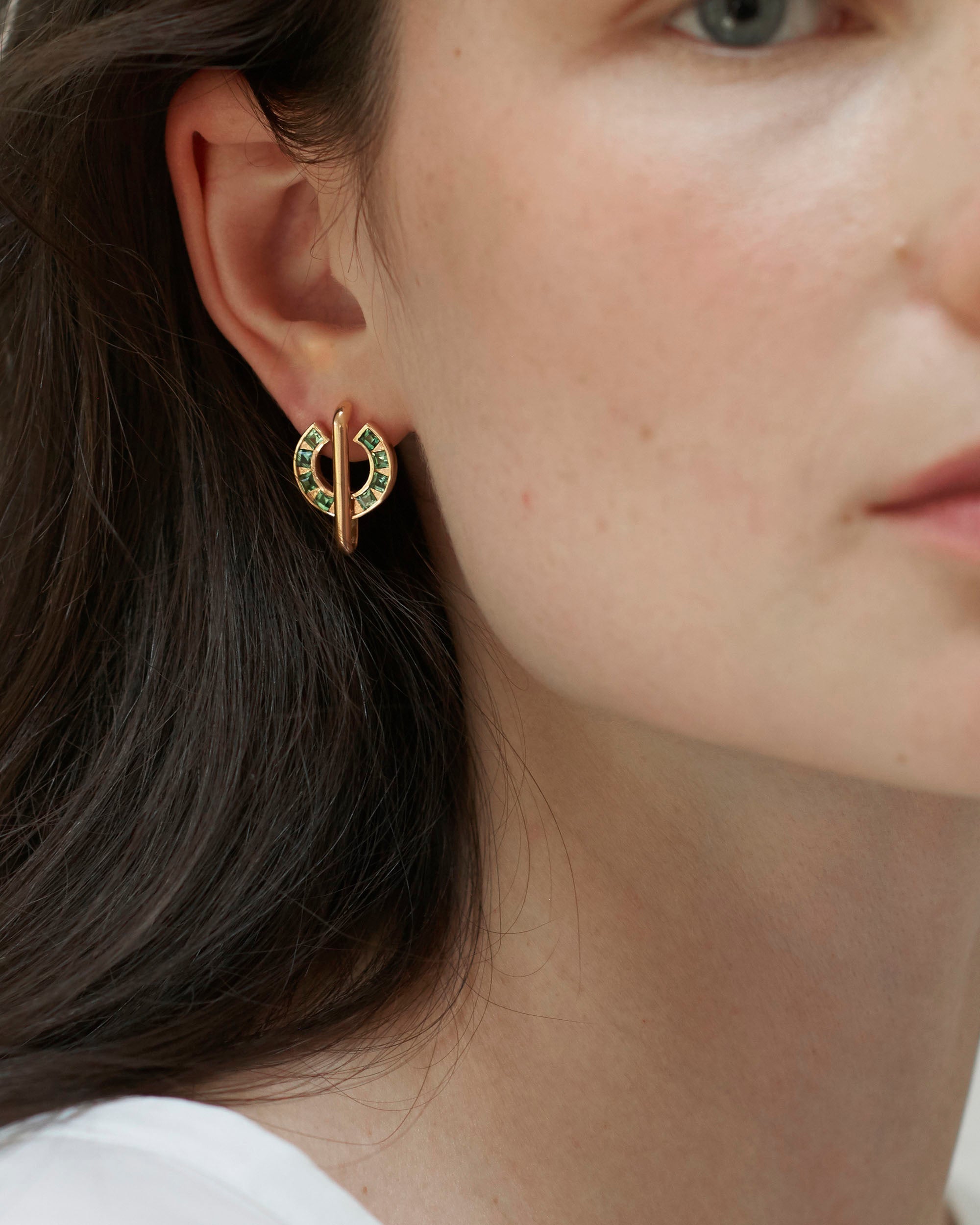 Sundial 14K Gold Tourmaline Earrings