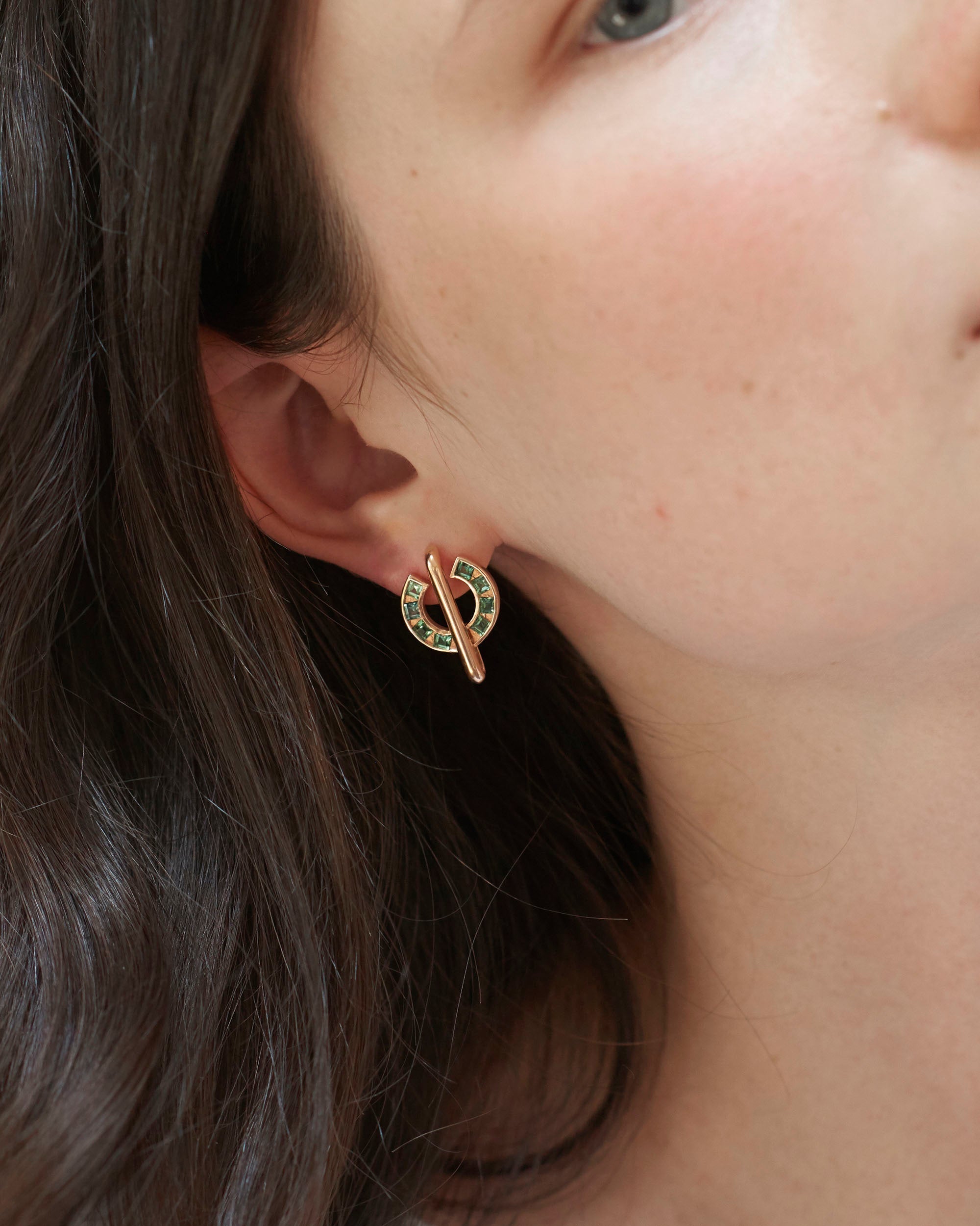 Sundial 14K Gold Tourmaline Earrings