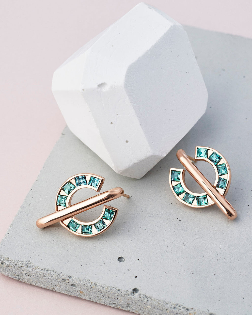 Sundial 14K Gold Tourmaline Earrings