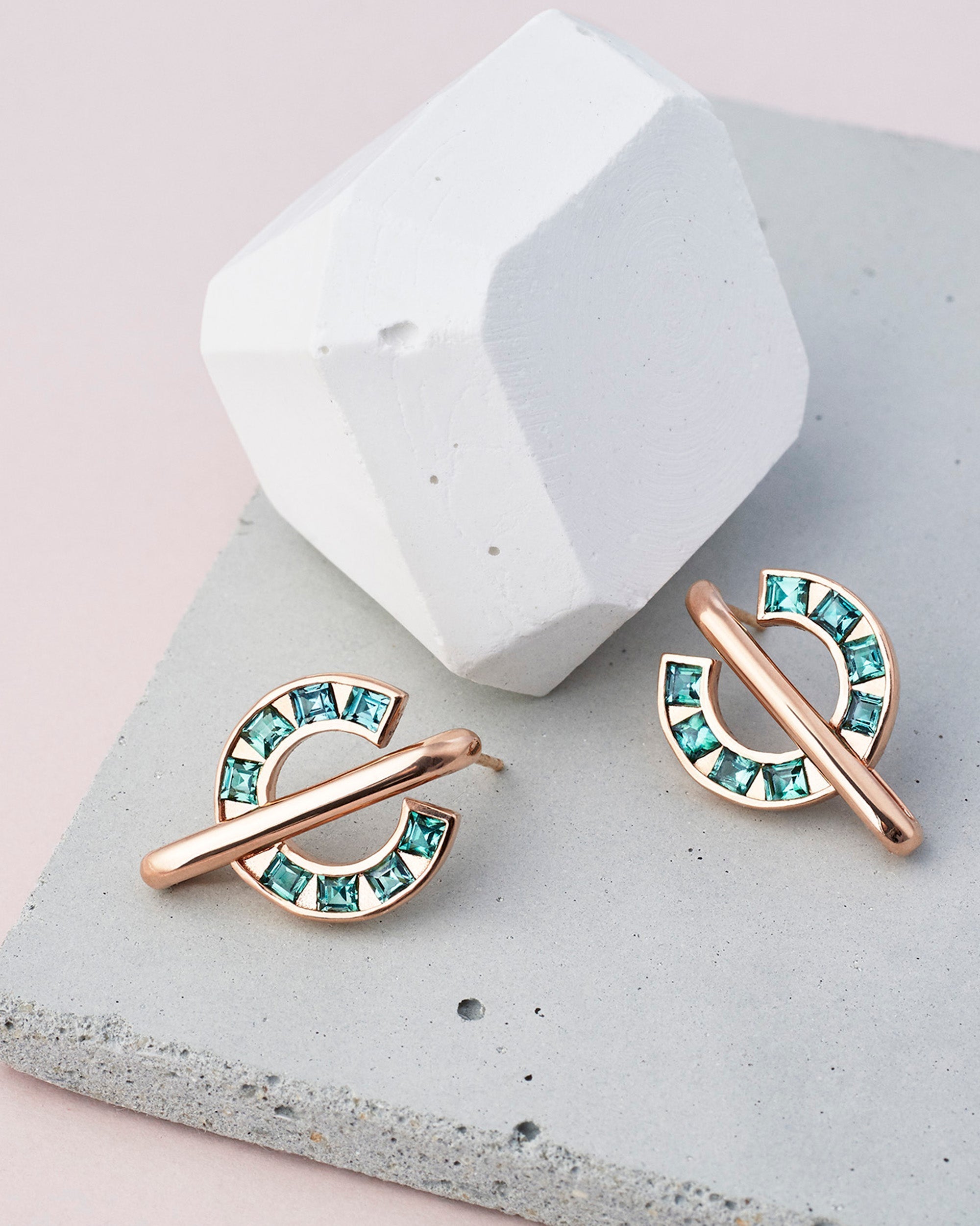 Sundial 14K Gold Tourmaline Earrings