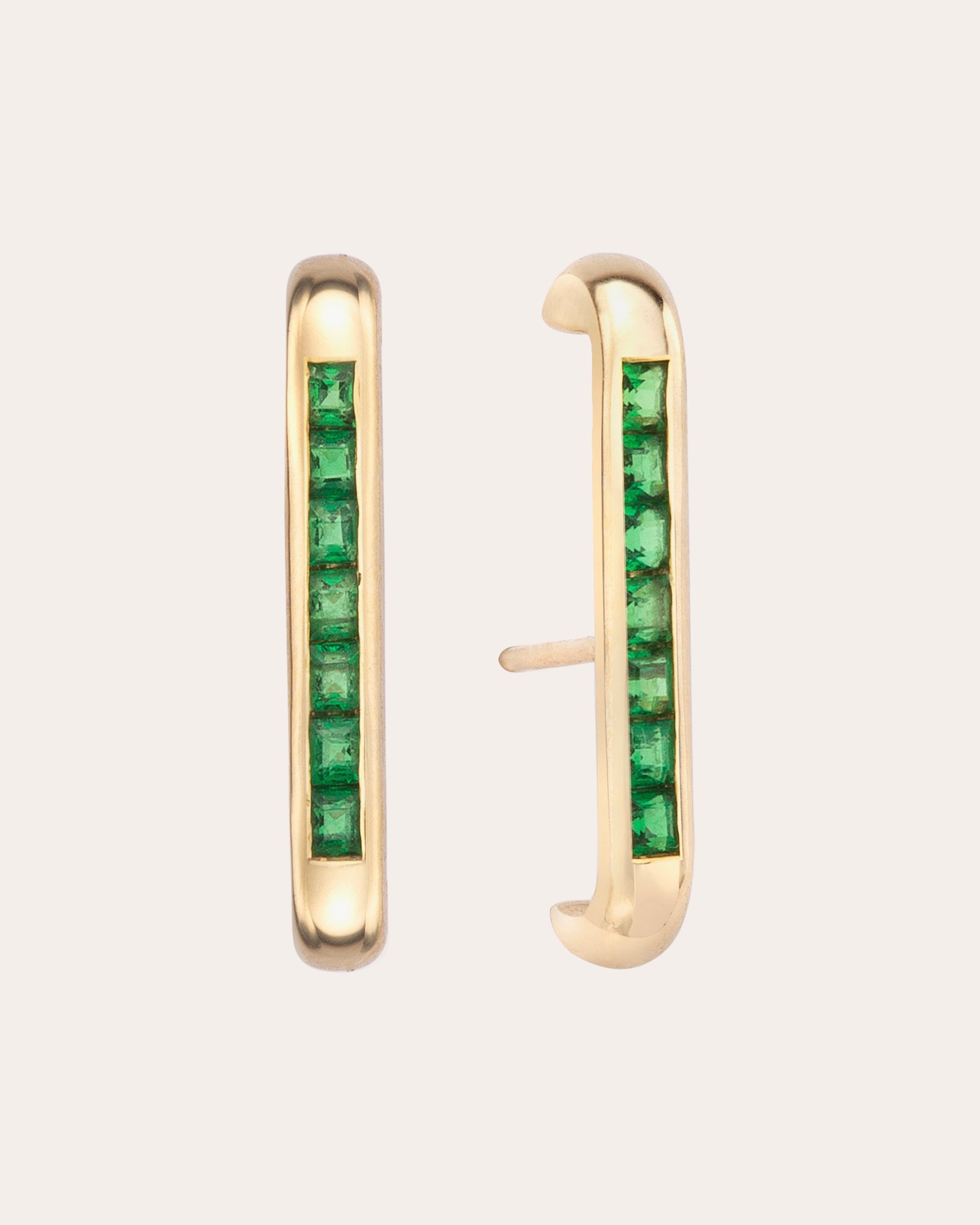 Barre 14K Gold Tsavorite Ear Cuffs