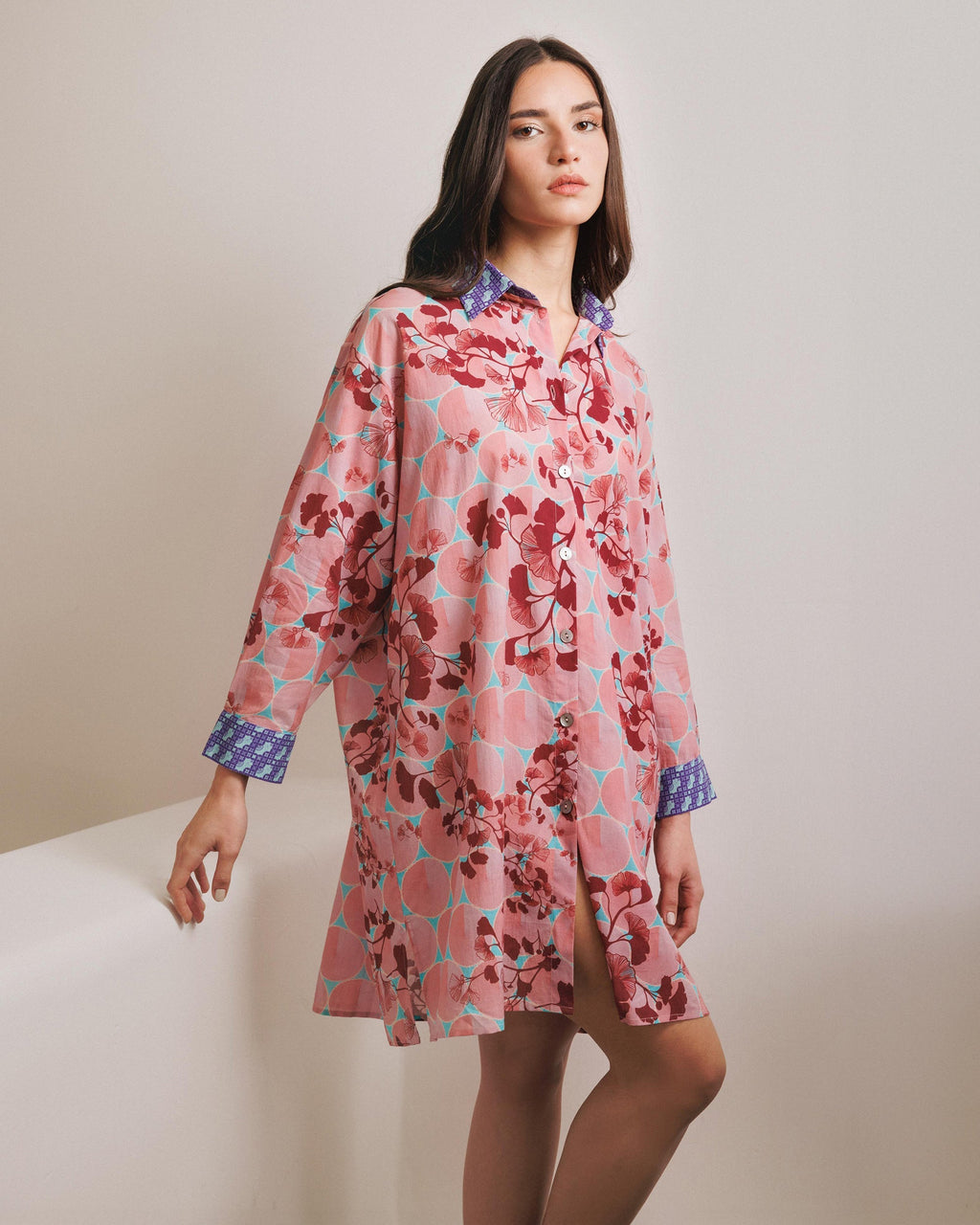 Gifu Ginko Printed Cotton Shirt Dress