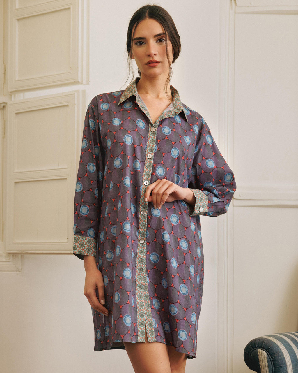 Gifu Kassa Printed Cotton Shirt Dress