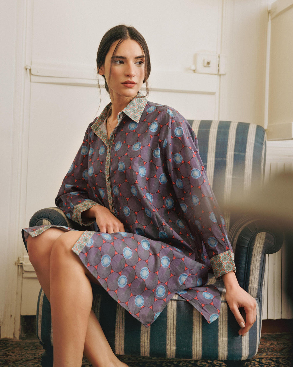 Gifu Kassa Printed Cotton Shirt Dress