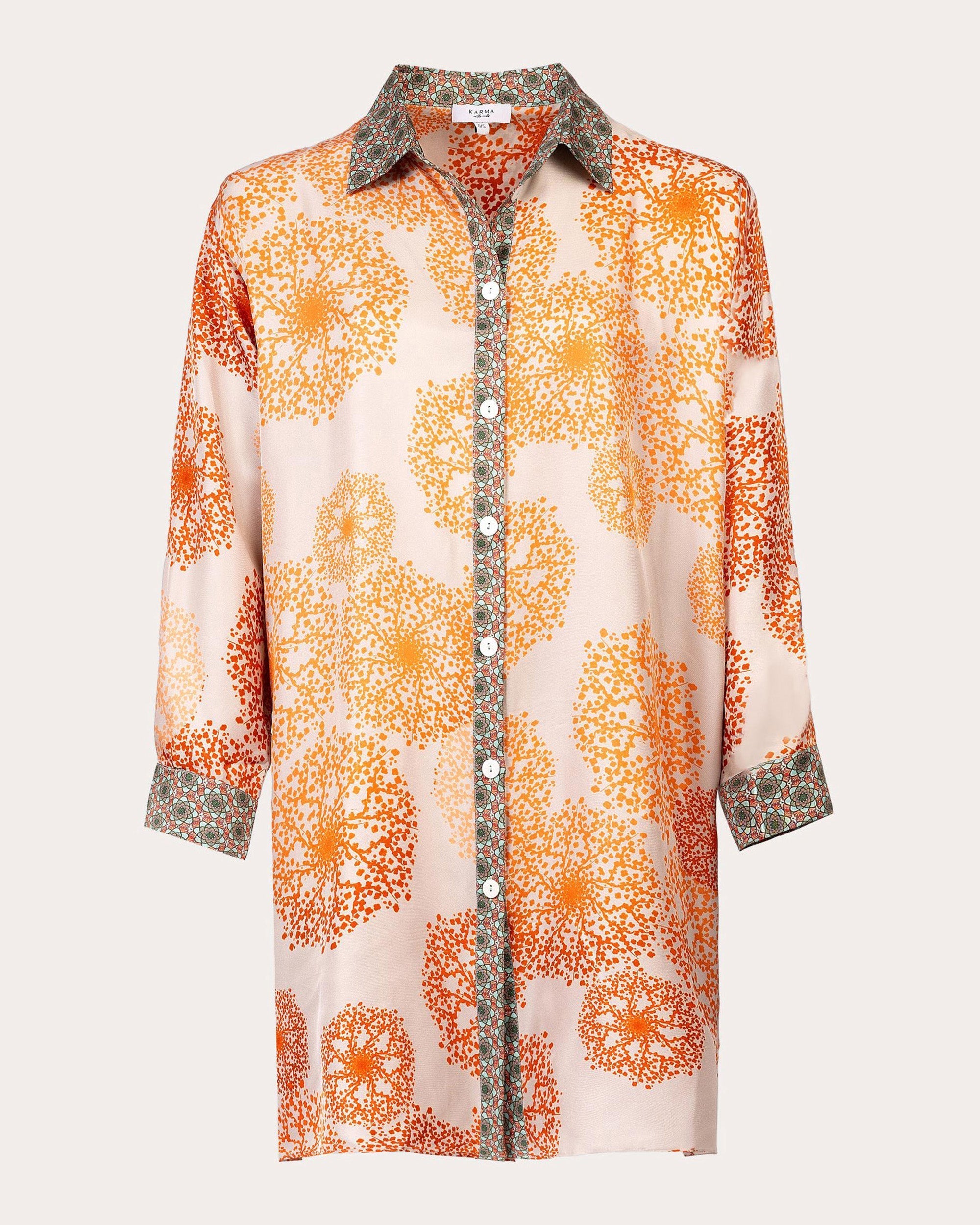 Gifu Hanabi Printed Silk Shirt Dress