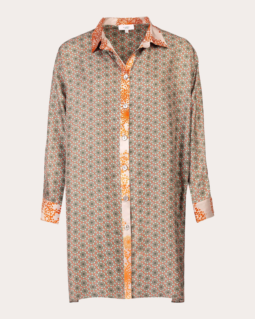 Gifu Mosaic Printed Silk Shirt Dress