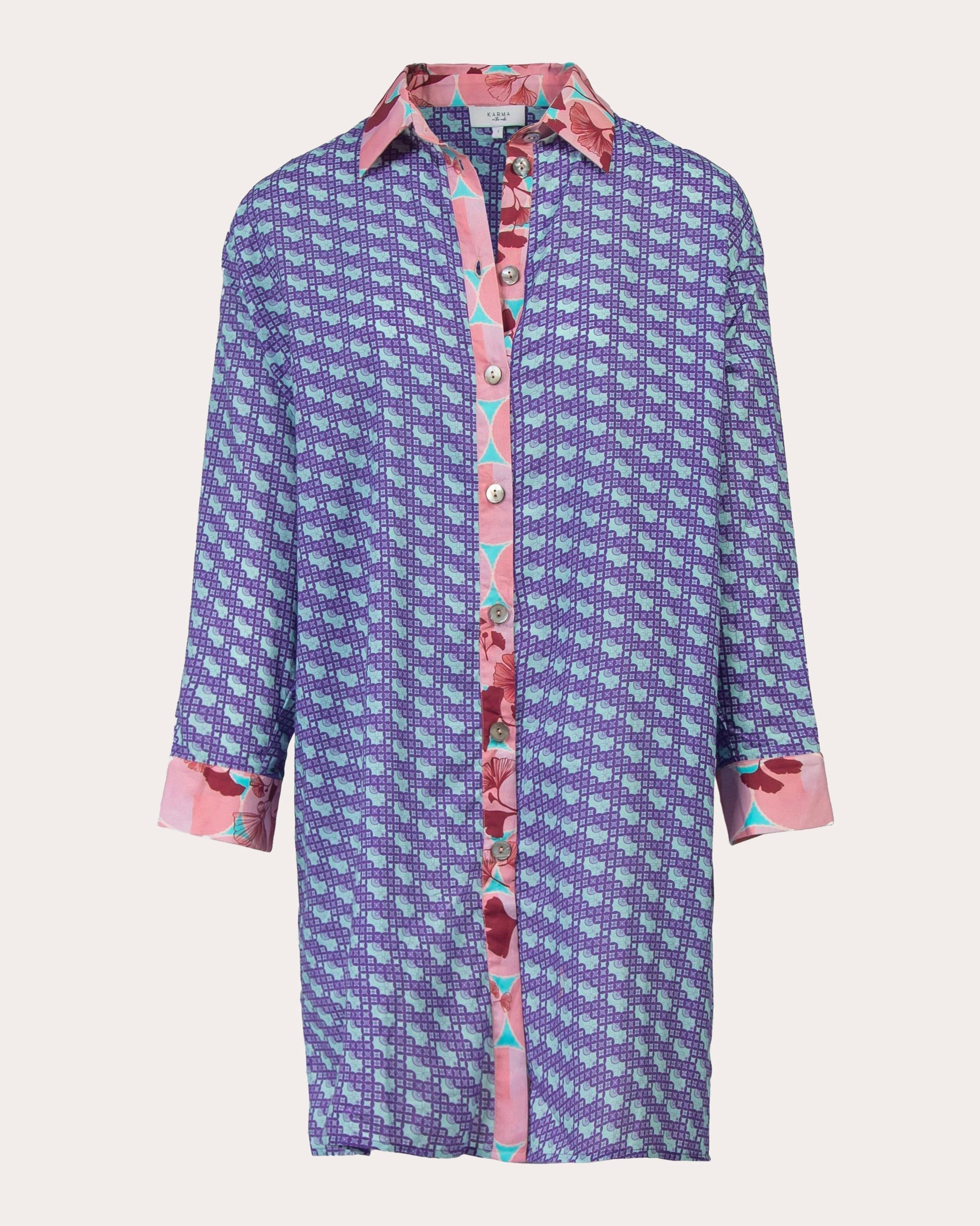 Gifu Tiles Printed Cotton Shirt Dress