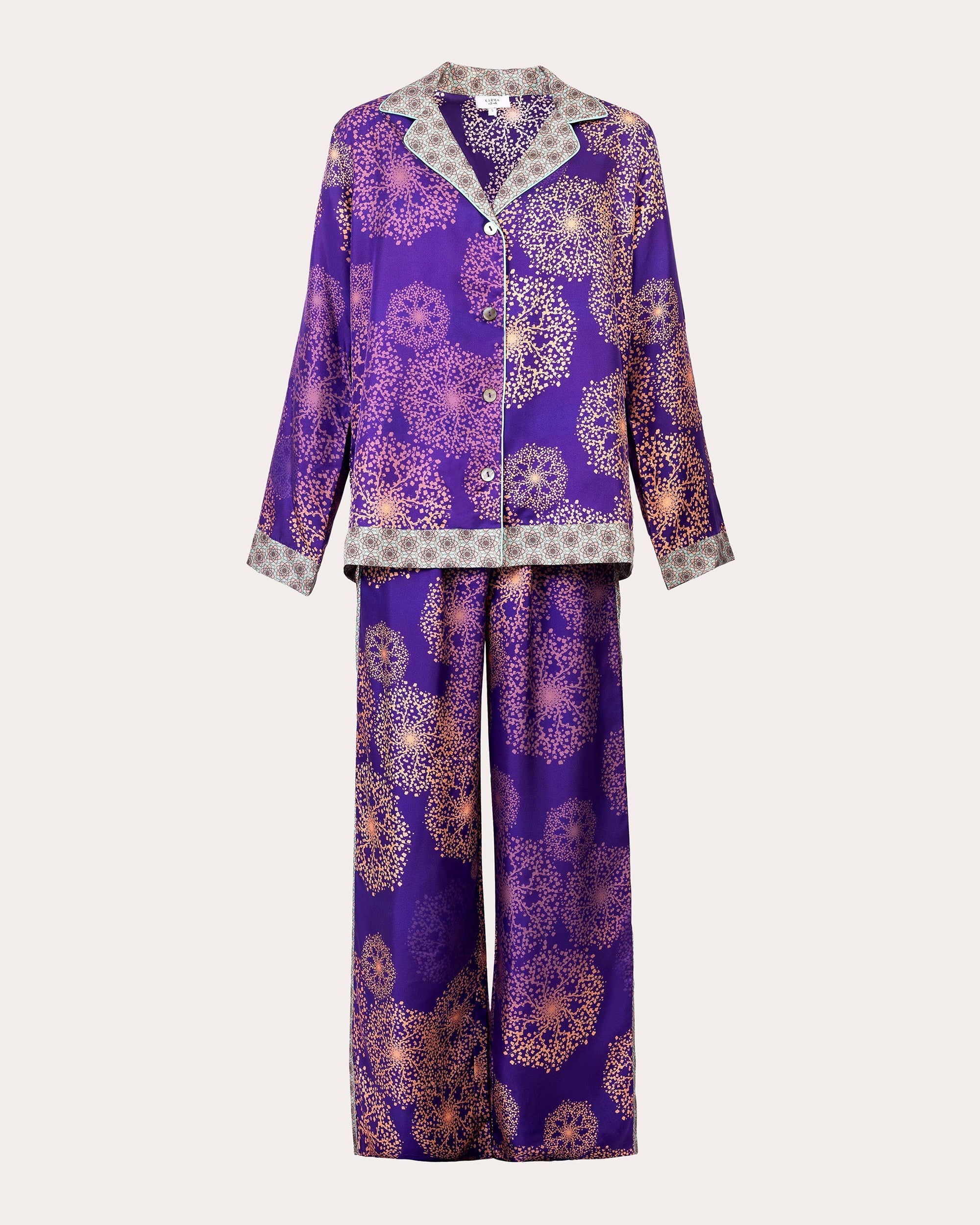 Isa Hanabi Printed Silk Pajama Set