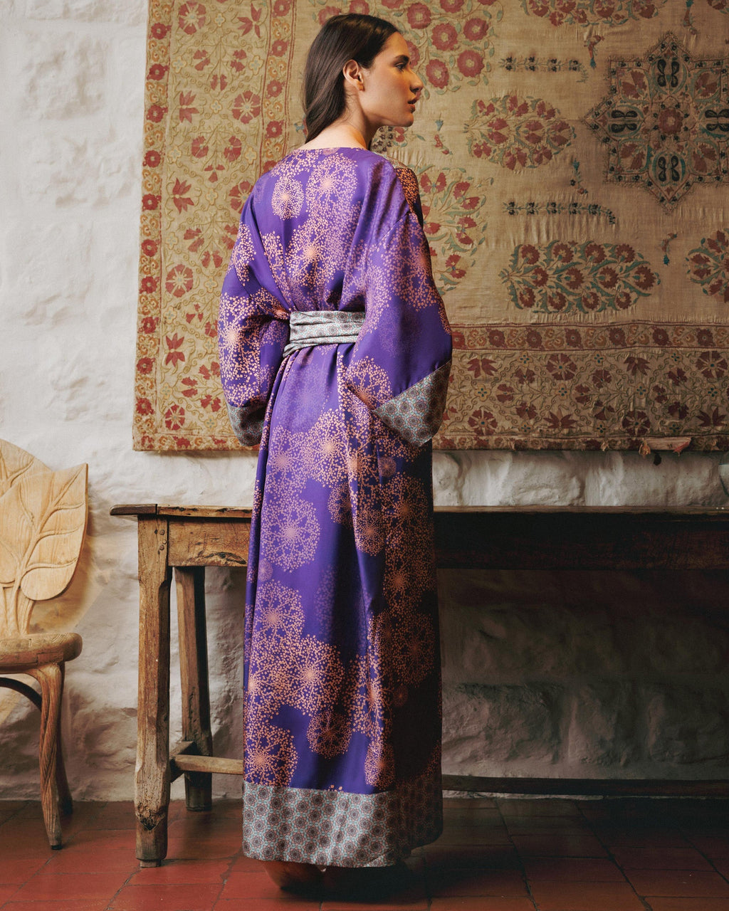 Kobe Hanabi Printed Silk Kimono