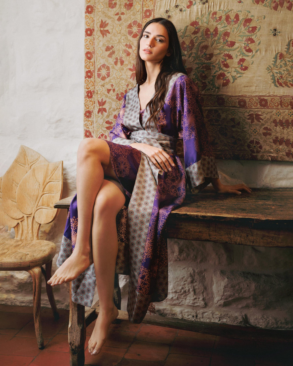 Kobe Hanabi Printed Silk Kimono