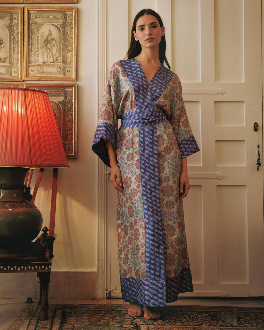 Kobe Mozaiku Printed Silk Kimono