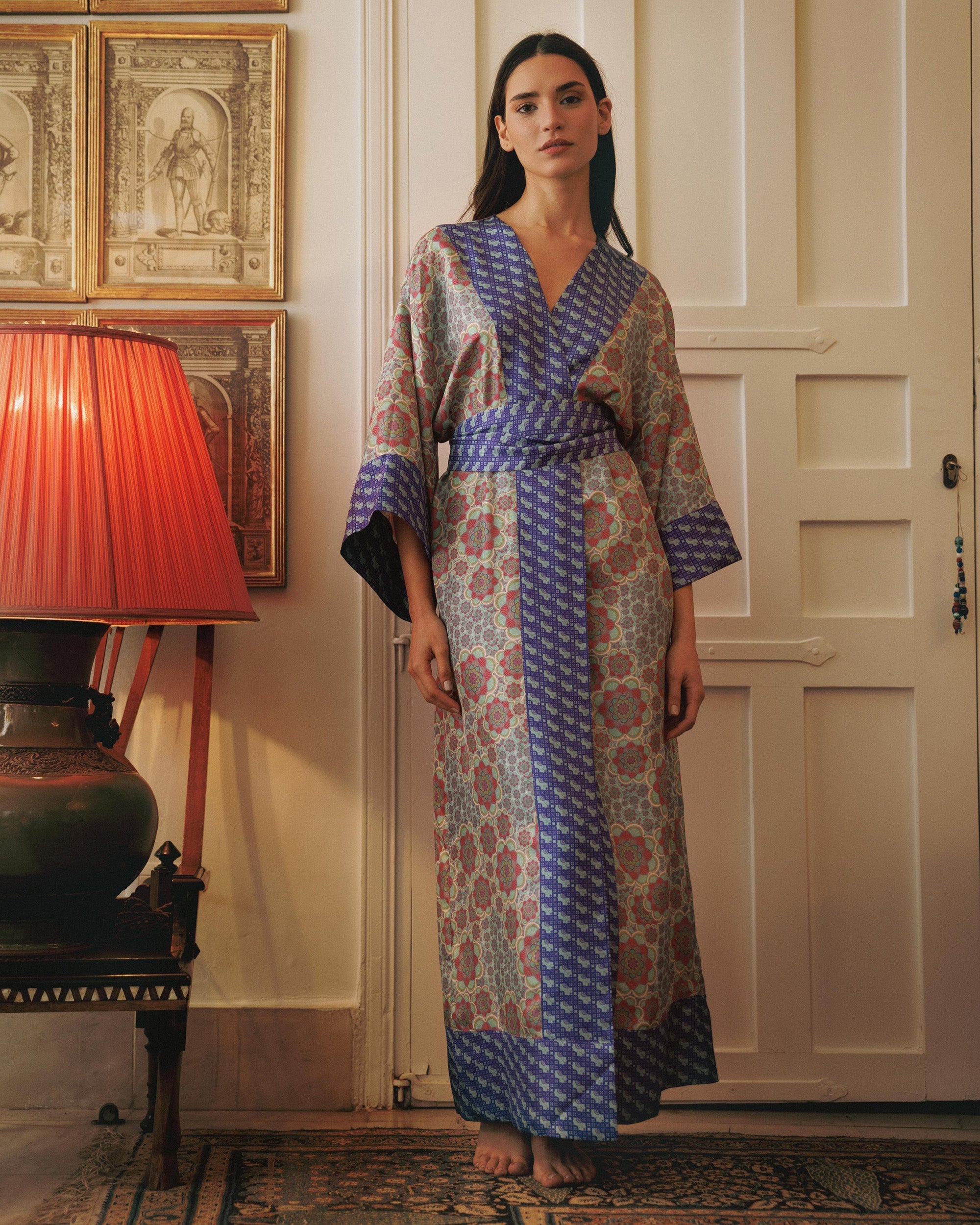 Kobe Mozaiku Printed Silk Kimono