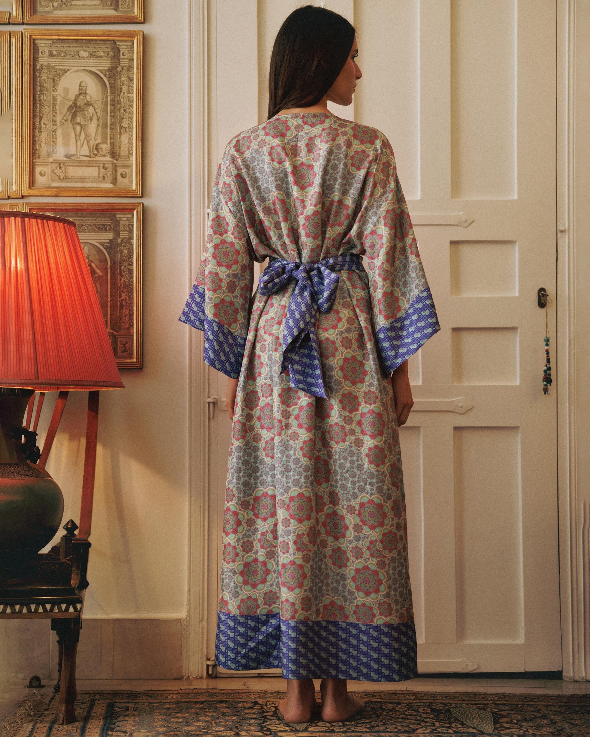 Kobe Mozaiku Printed Silk Kimono