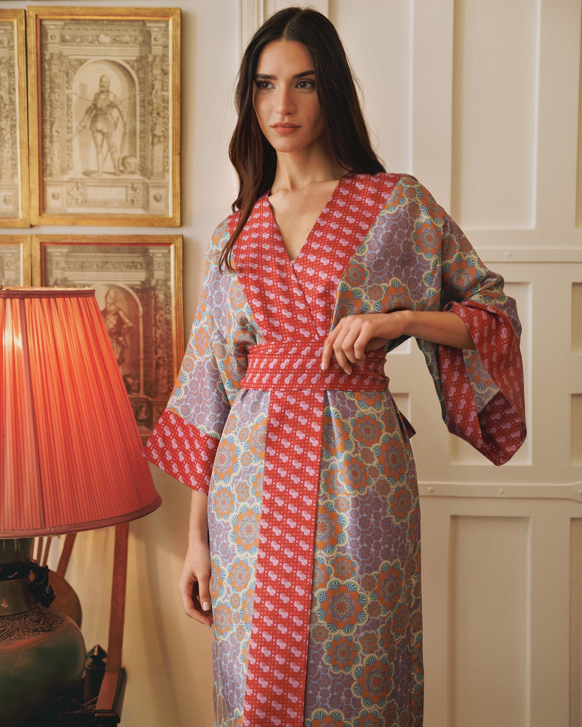 Kobe Mozaiku Printed Silk Kimono