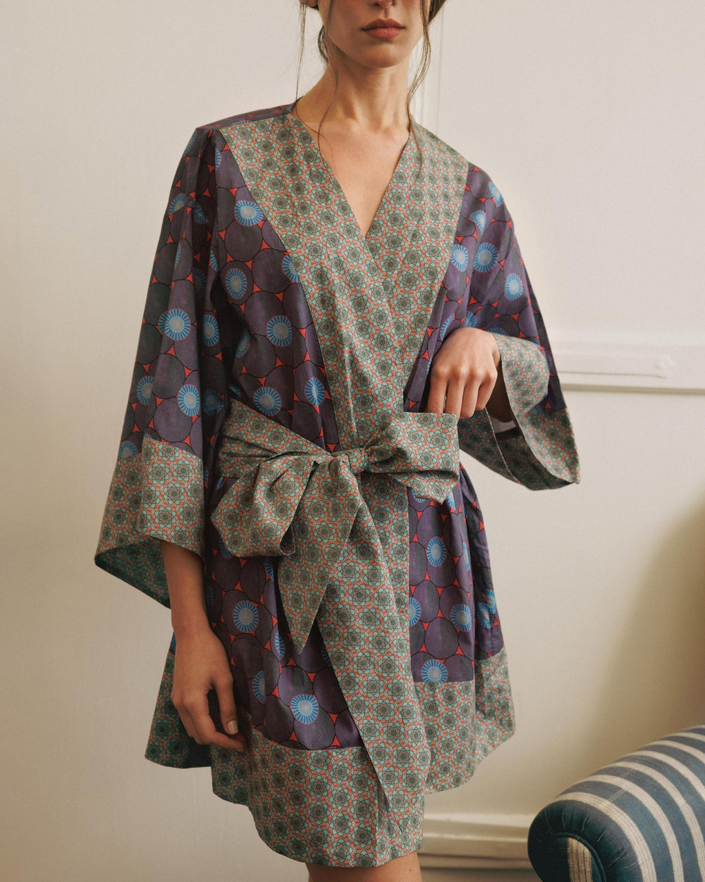 Osaka Kassa Short Printed Cotton Kimono