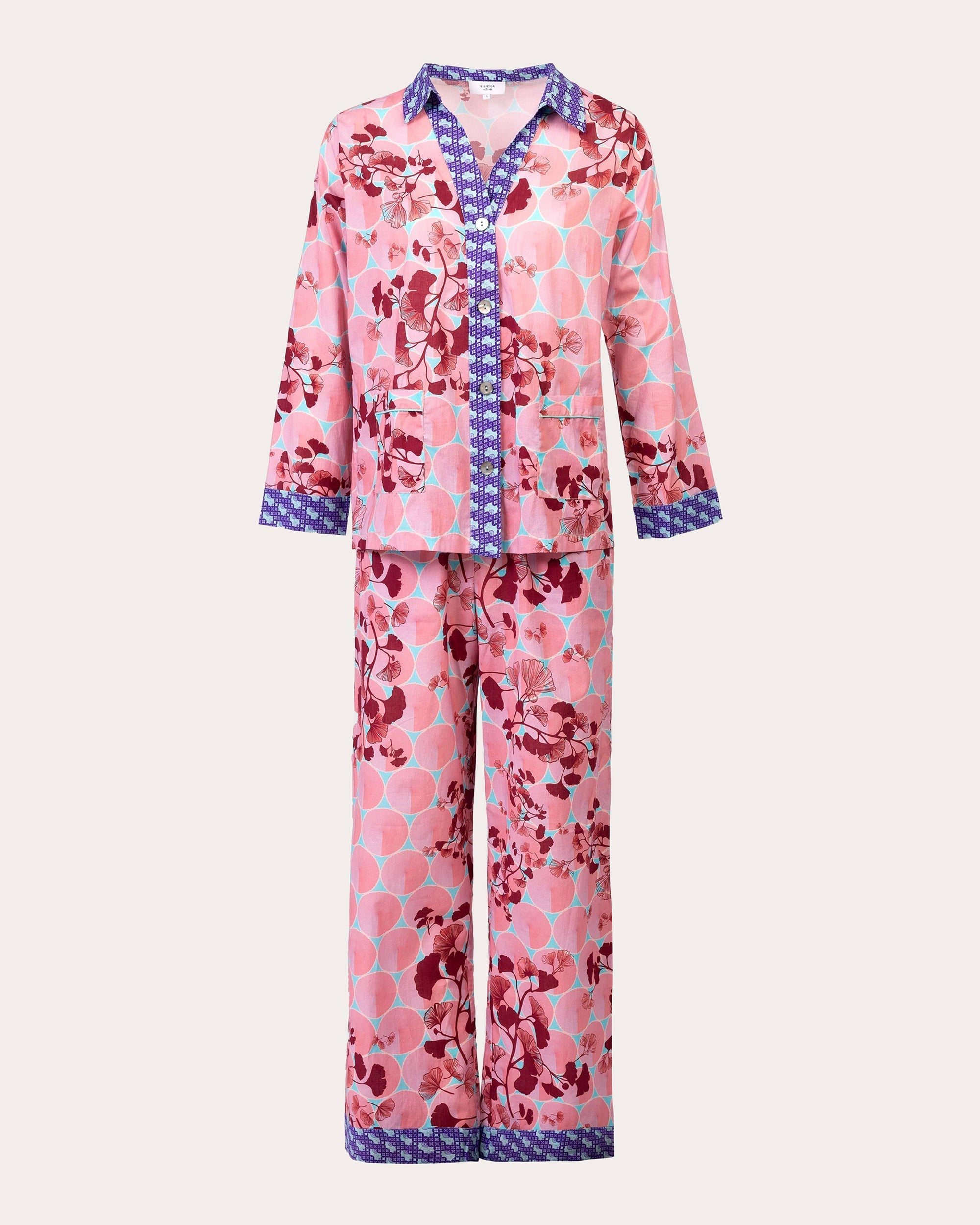 Tokyo Ginko Printed Cotton Pajama Set