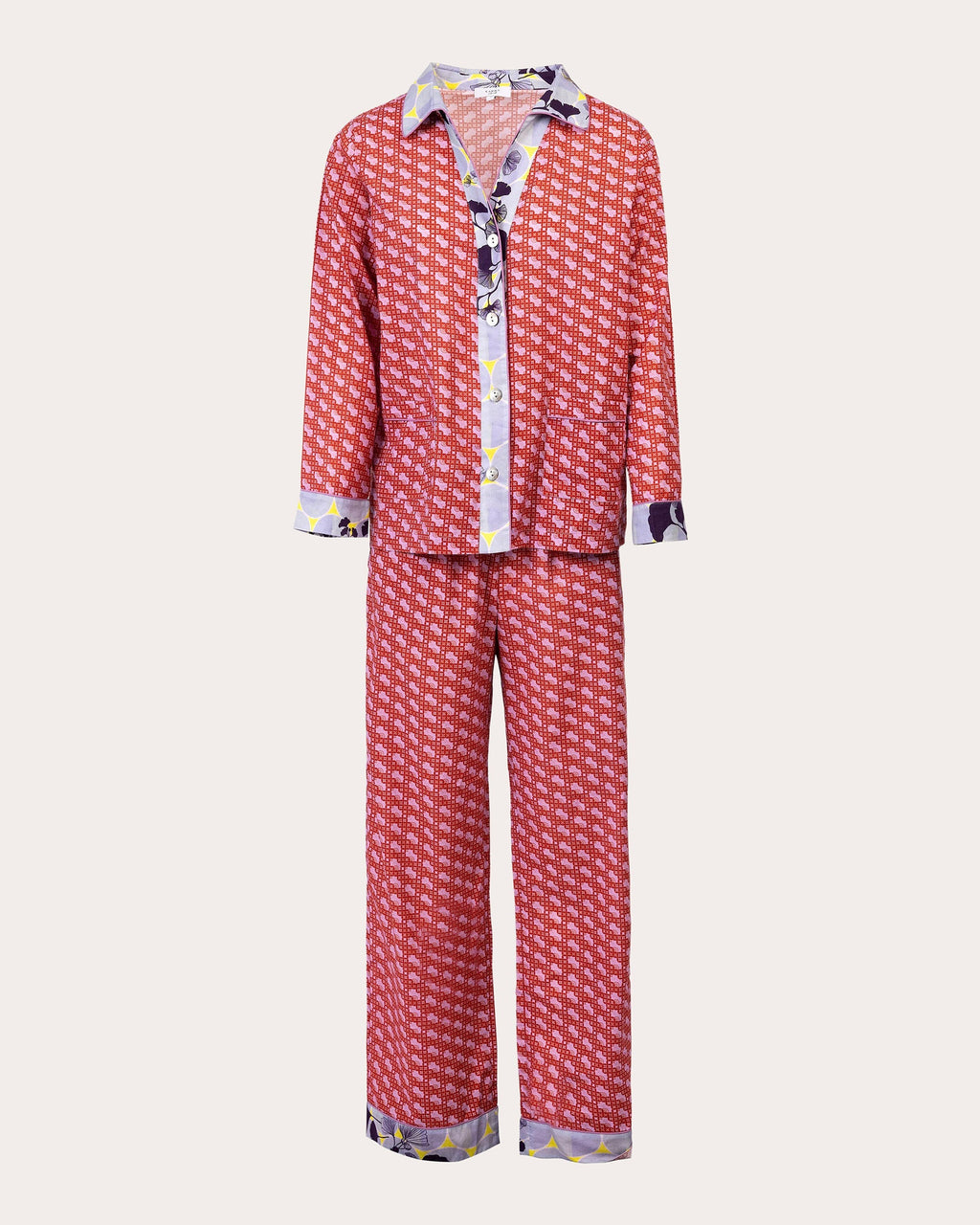 Tokyo Tiles Printed Cotton Pajama Set