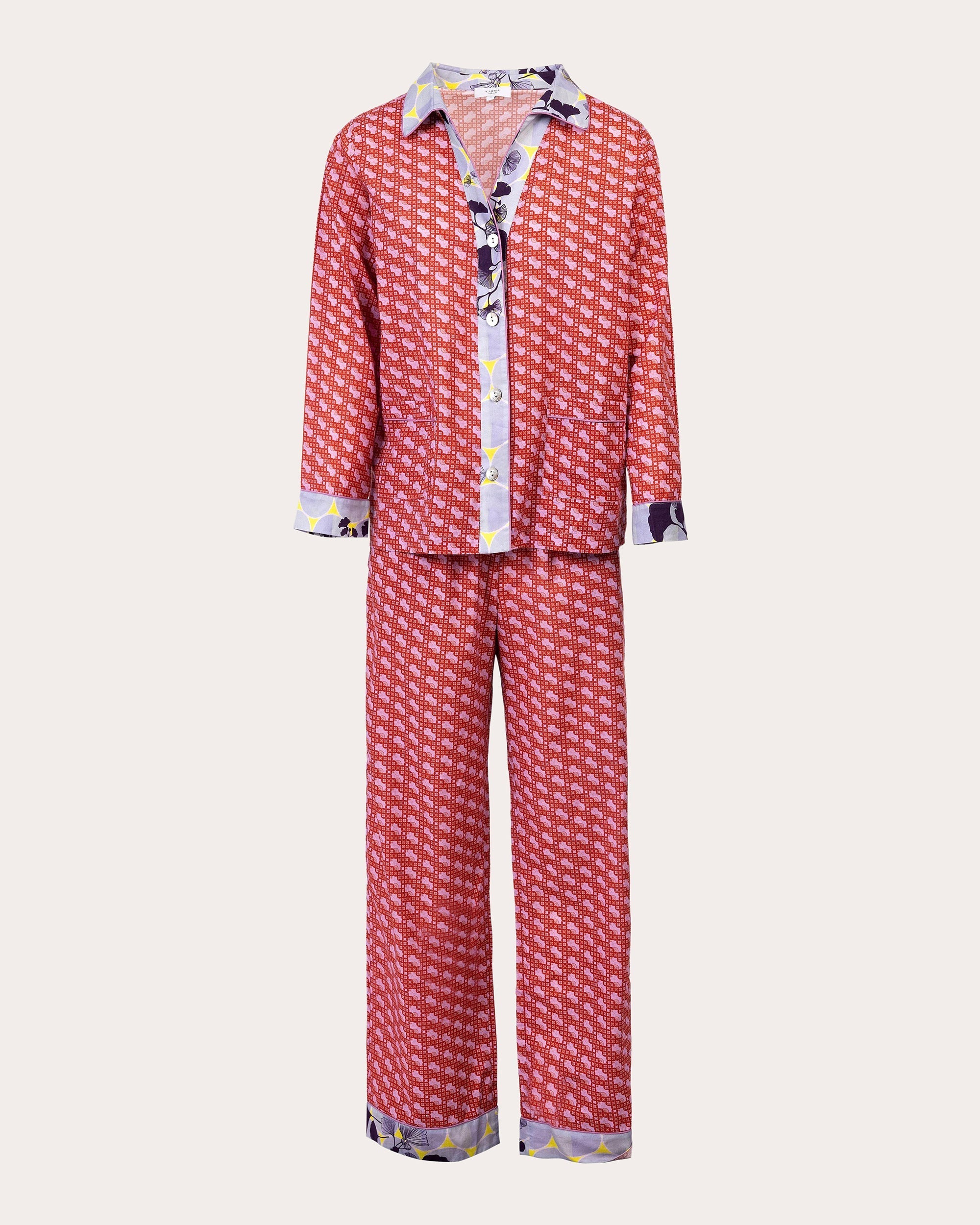 Tokyo Tiles Printed Cotton Pajama Set