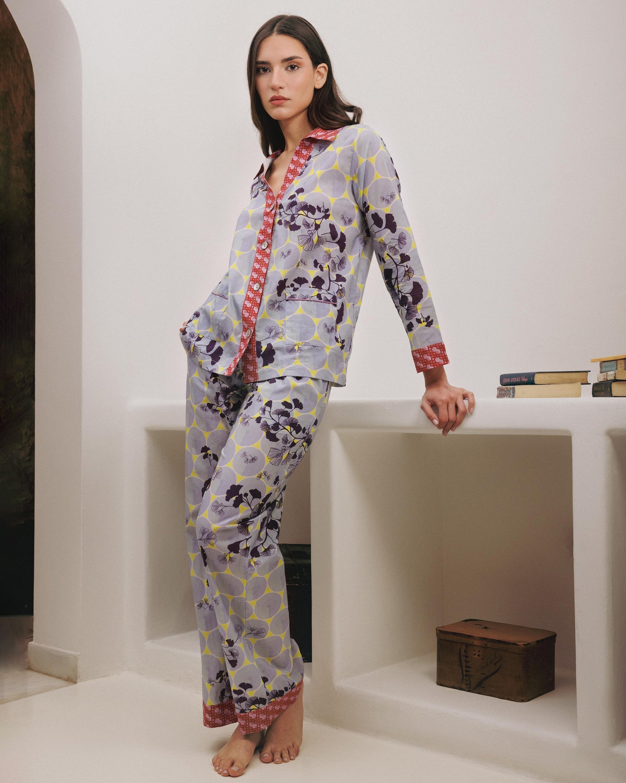 Tokyo Ginko Printed Cotton Pajama Set