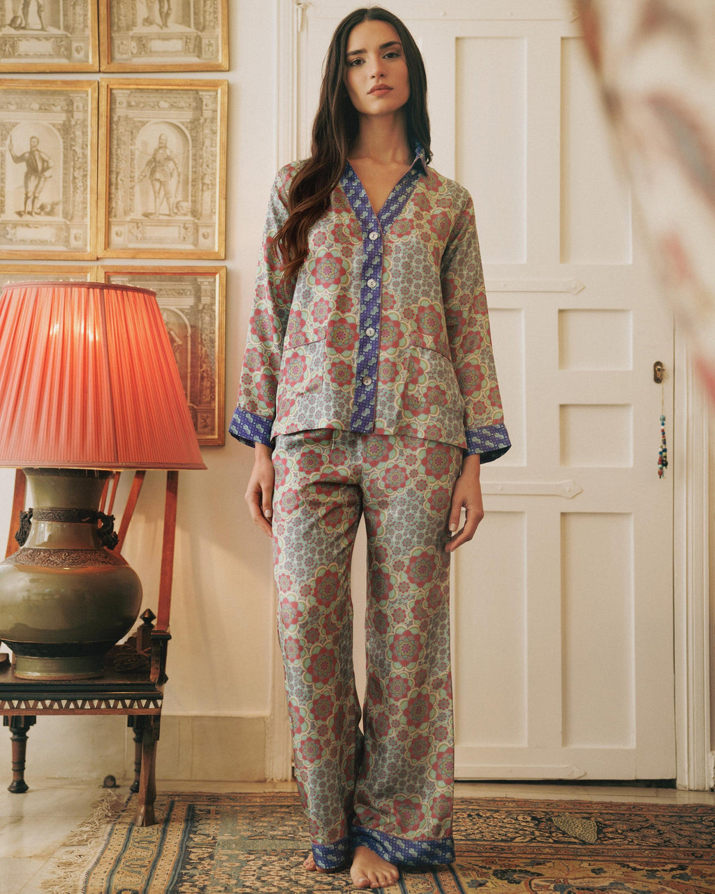 Tokyo Mozaiku Printed Silk Pajama Set