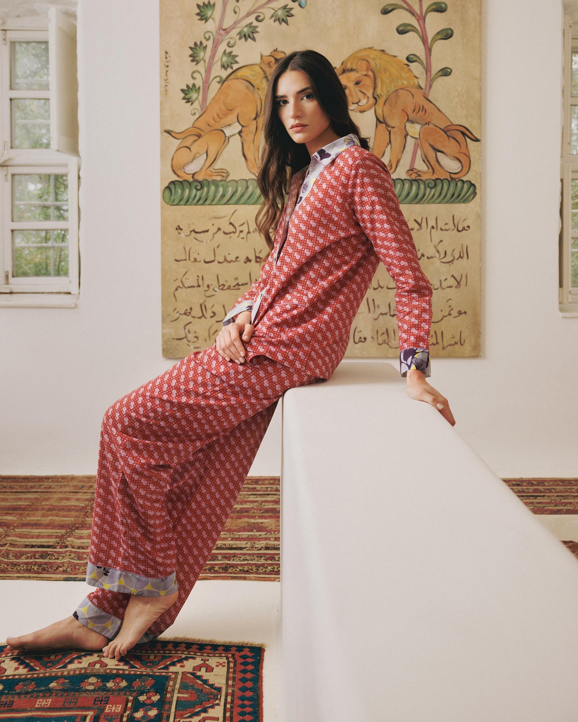Tokyo Tiles Printed Cotton Pajama Set