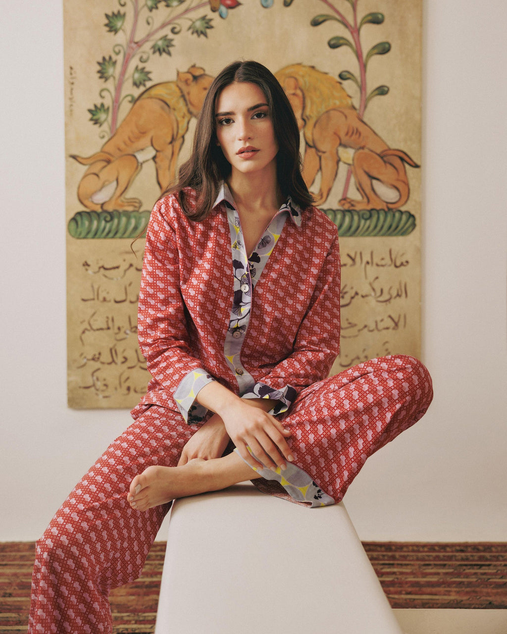 Tokyo Tiles Printed Cotton Pajama Set