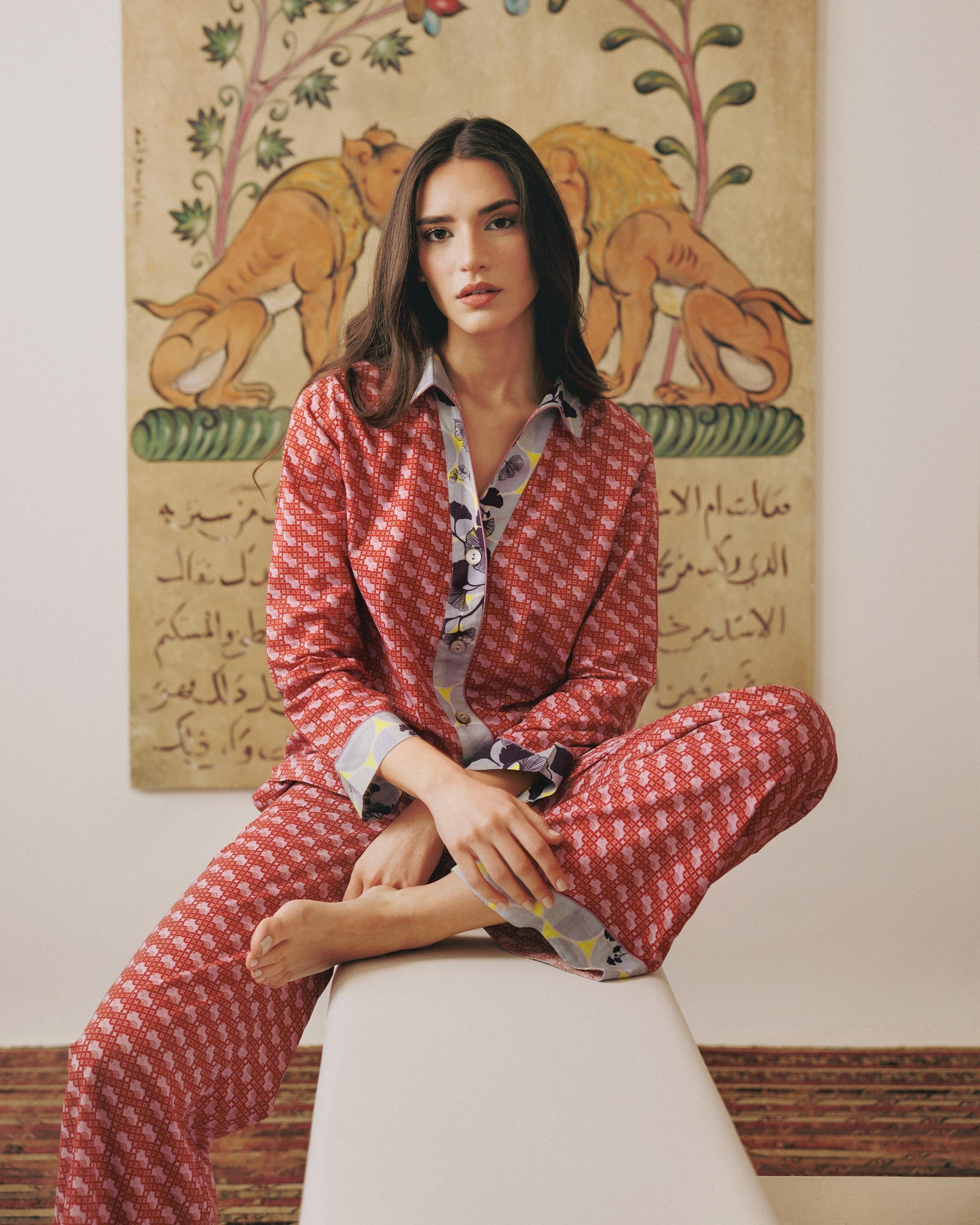 Tokyo Tiles Printed Cotton Pajama Set
