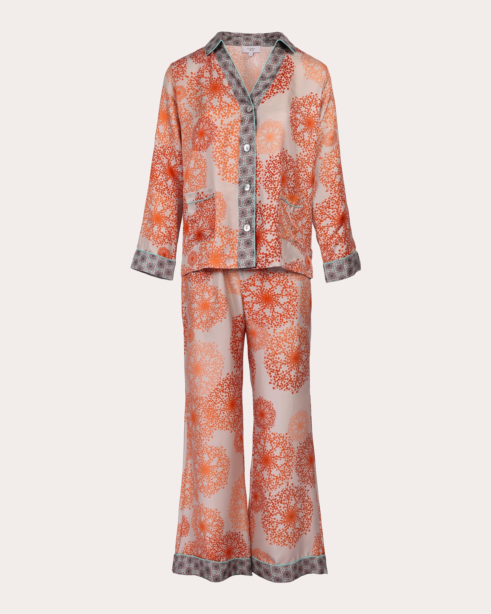 Tokyo Hanabi Printed Silk Pajama Set