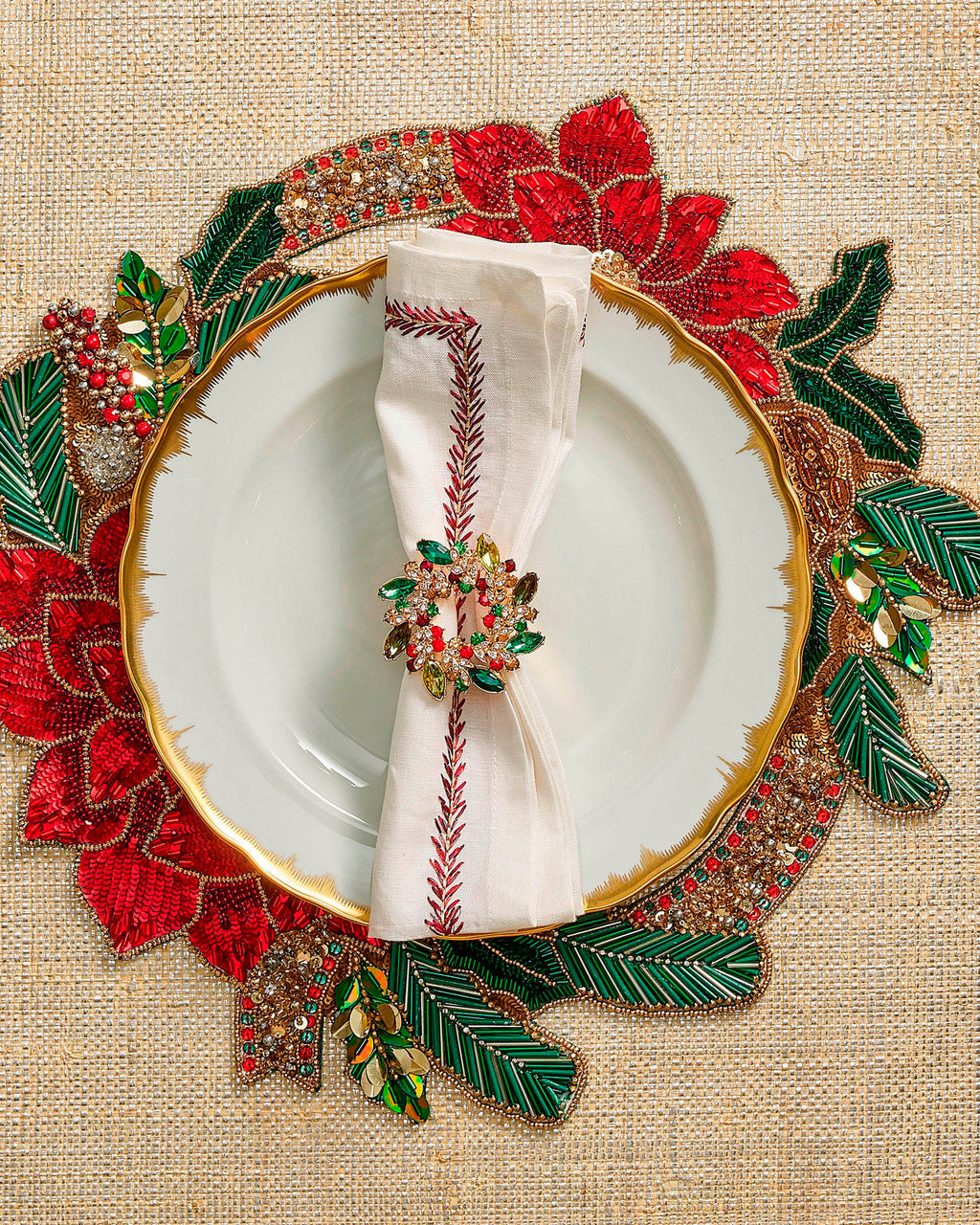 Christmas Poinsettia Placemat - Set of 2