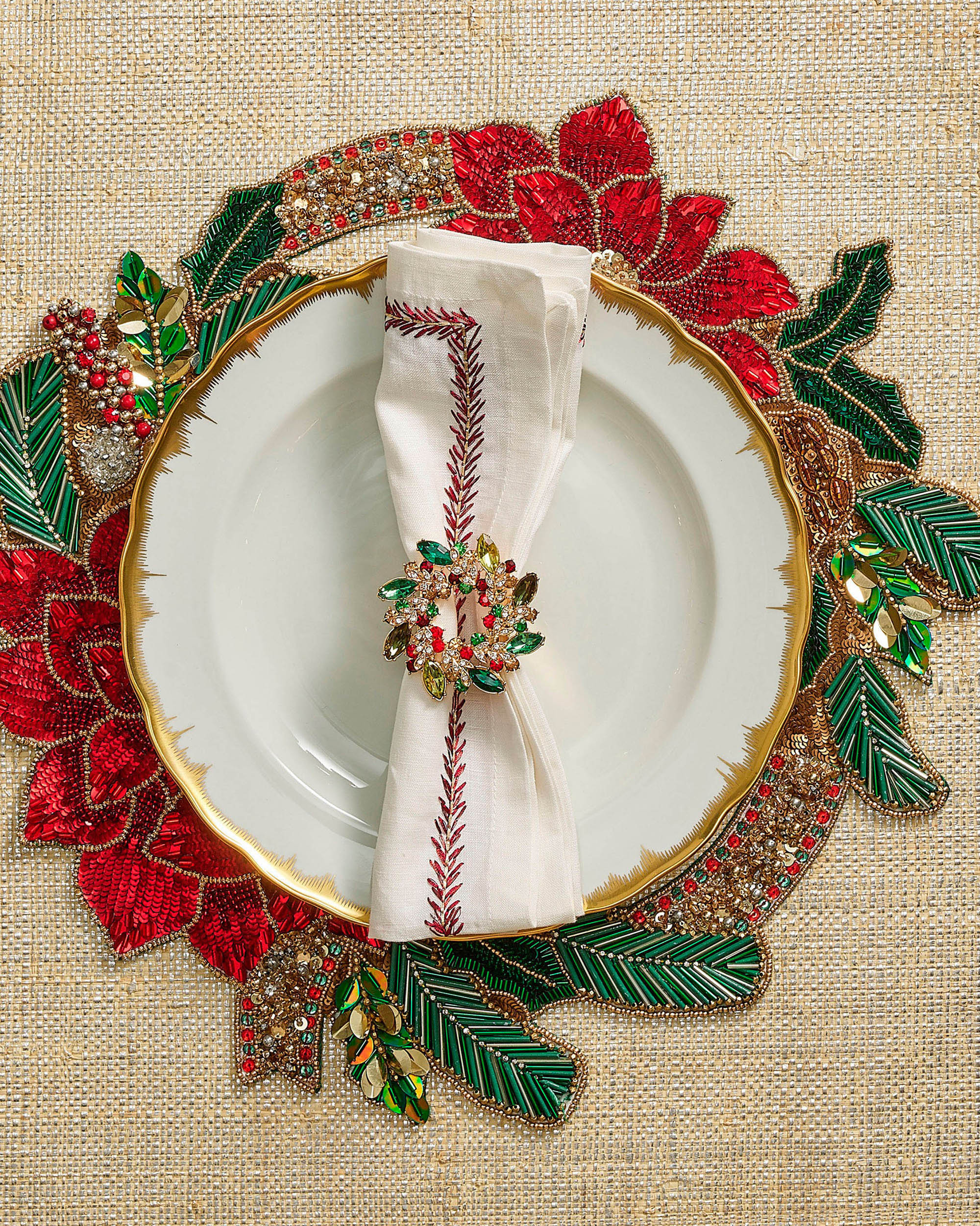 Christmas Poinsettia Placemat - Set of 2