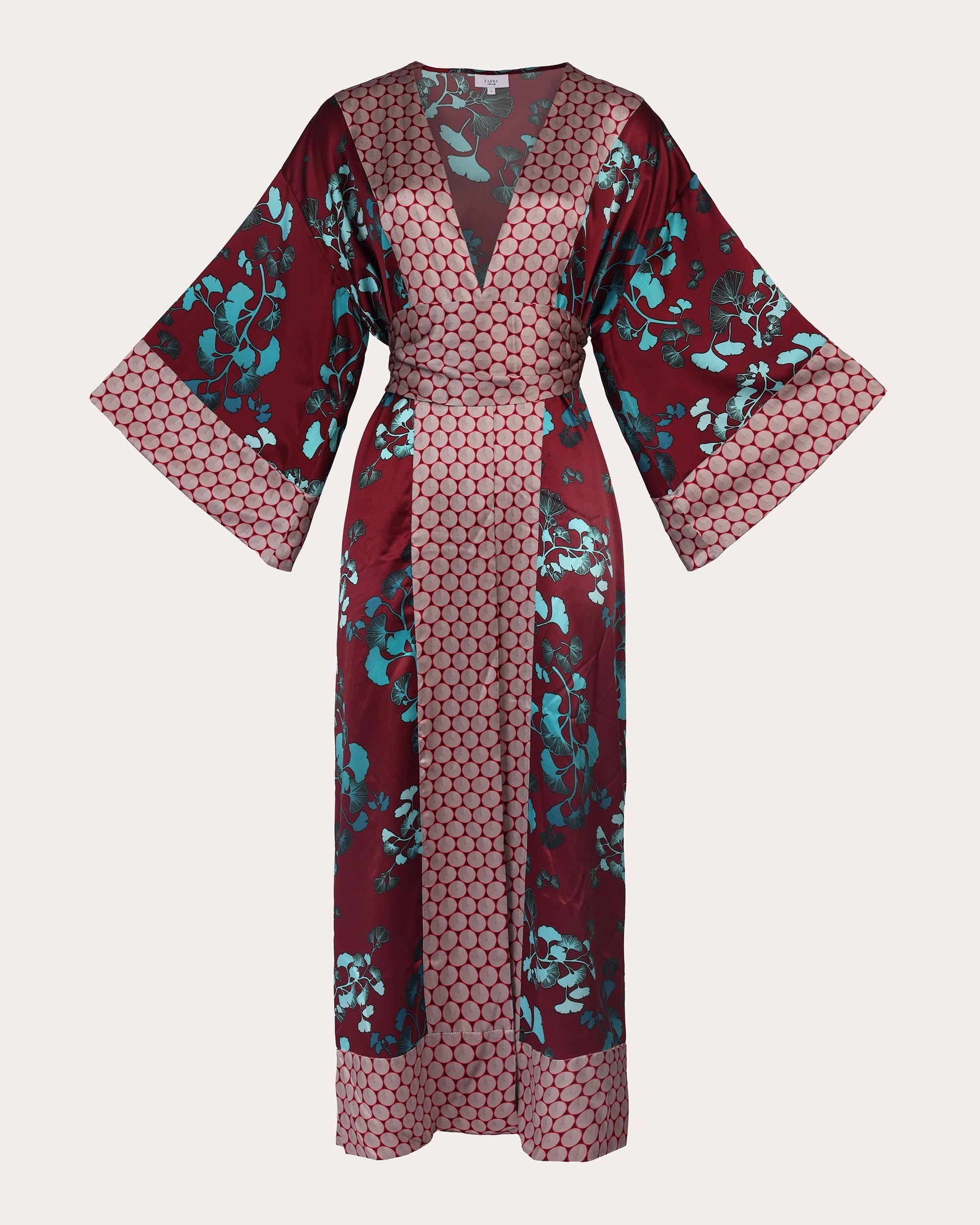 Kobe Kazari Printed Silk Satin Kimono