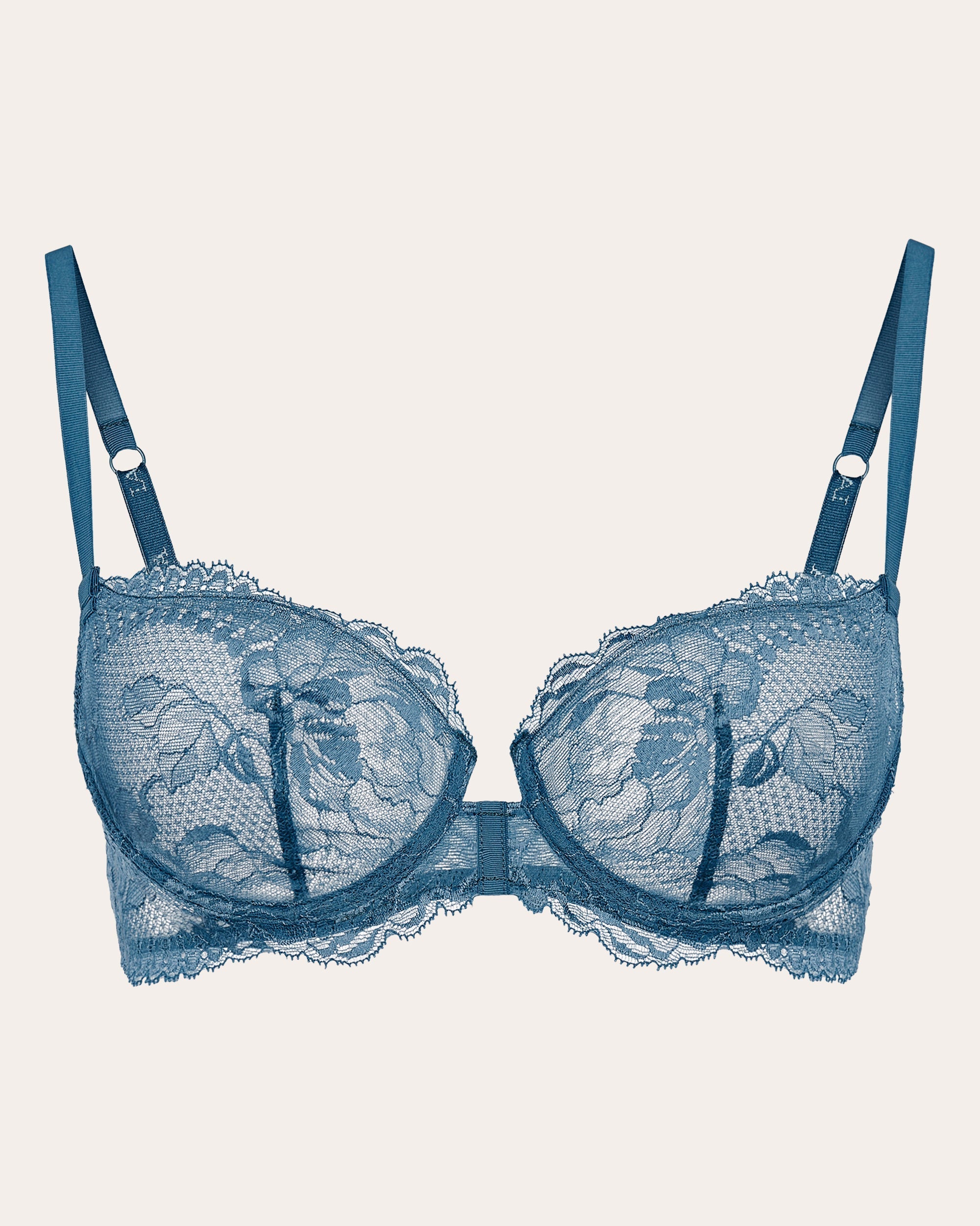 Dark Blue Balconette Lace Bra