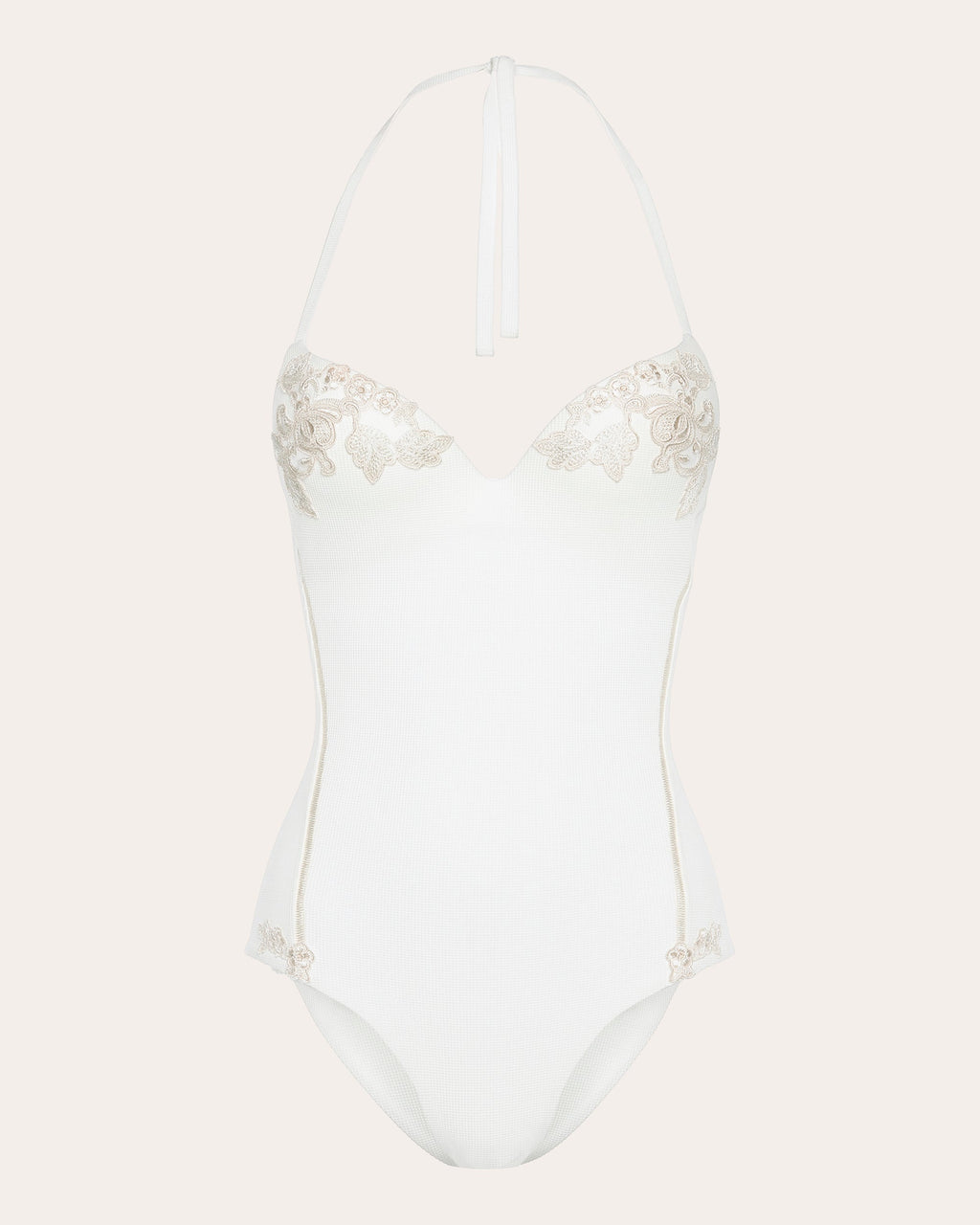 Embroidered Halter One Piece