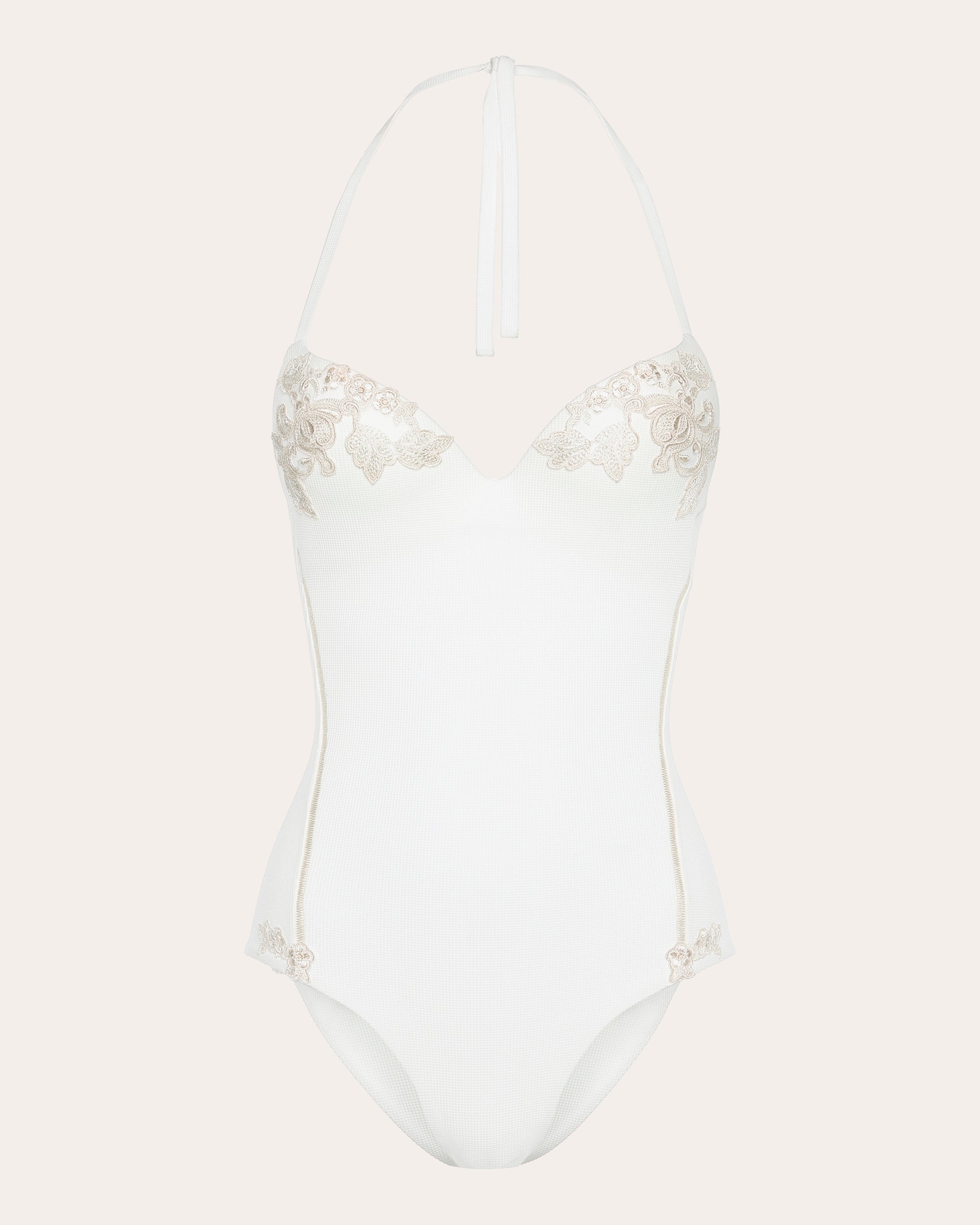 Embroidered Halter One Piece