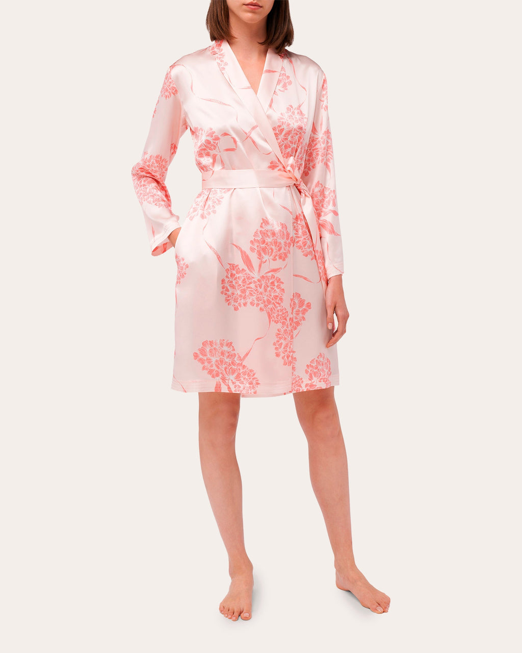 Floral Short Silk Robe