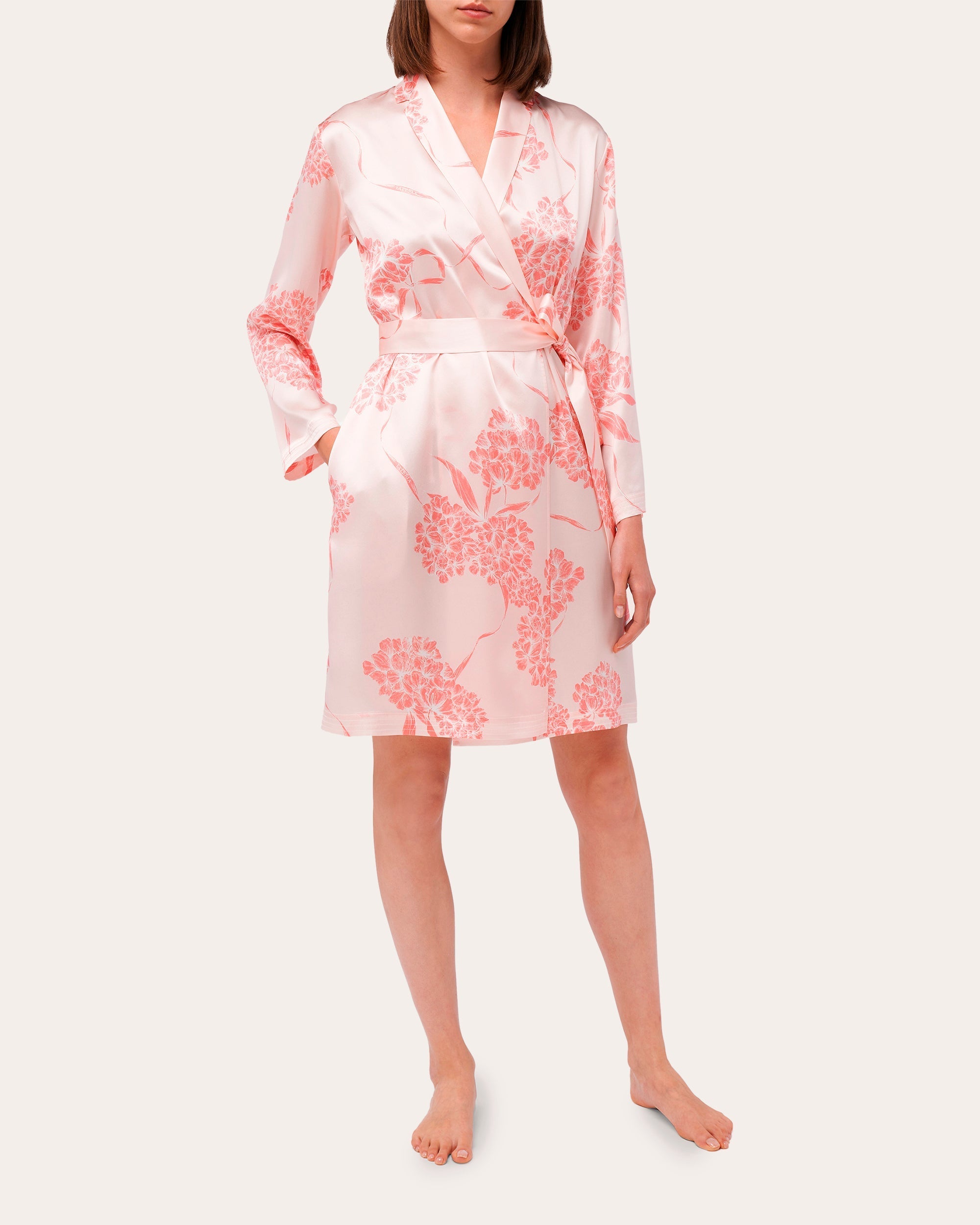 Floral Short Silk Robe