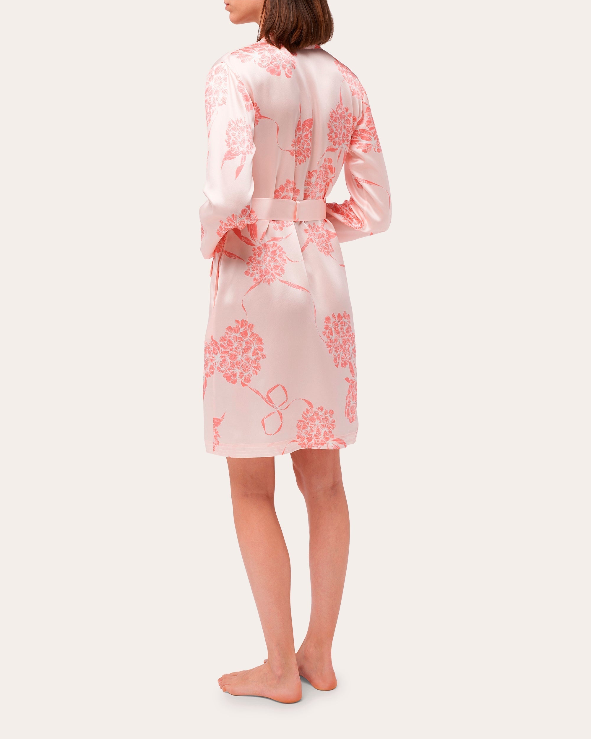 Floral Short Silk Robe