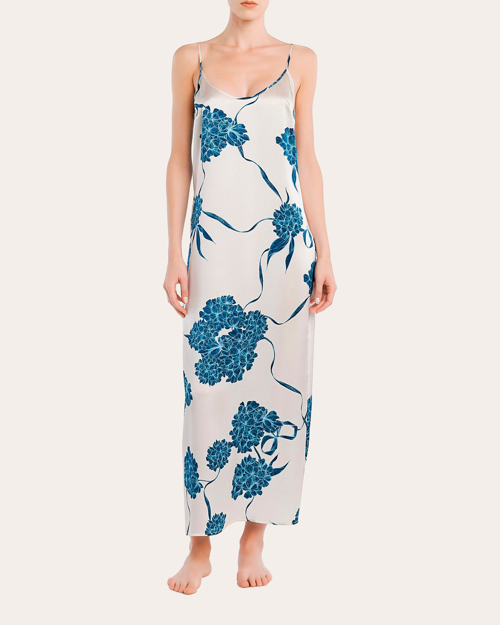 Floral Silk Long Slip Dress