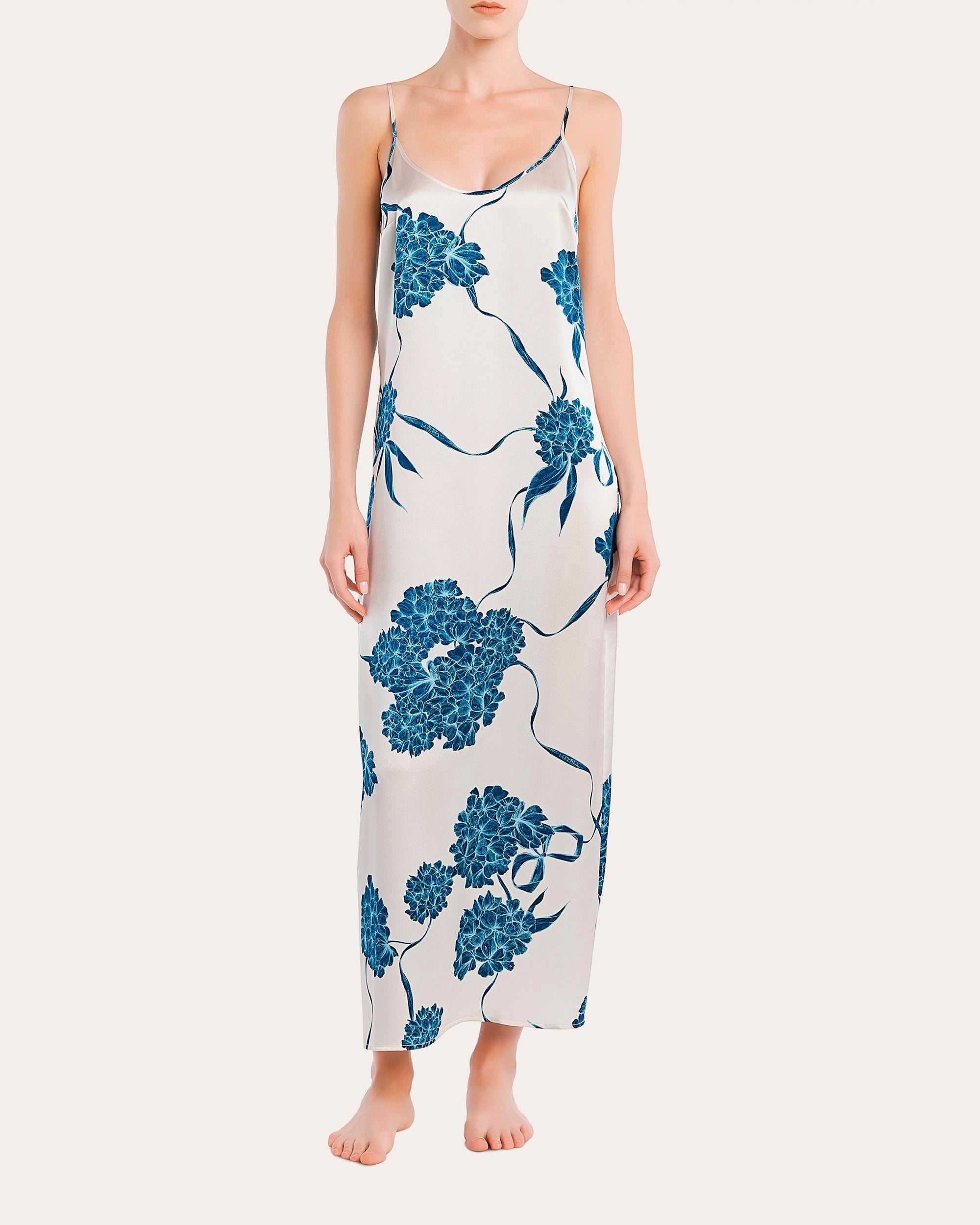 Floral Silk Long Slip Dress