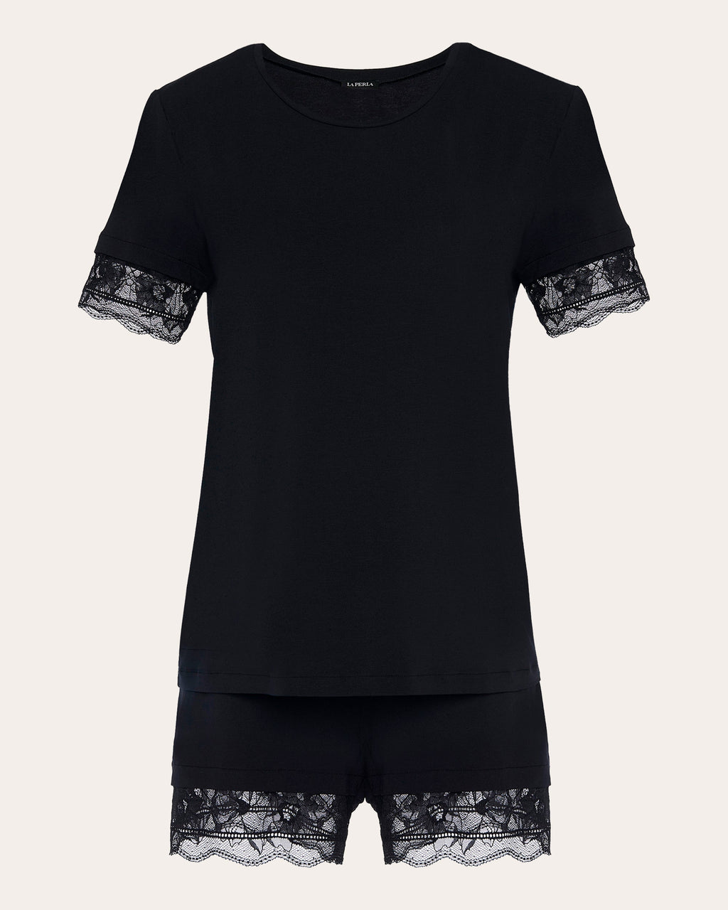 Lace-Trimmed Satin Pajama Set