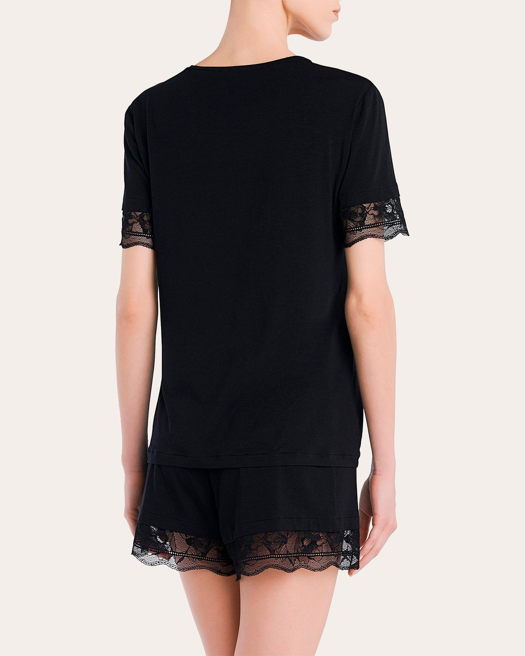 Lace-Trimmed Satin Pajama Set