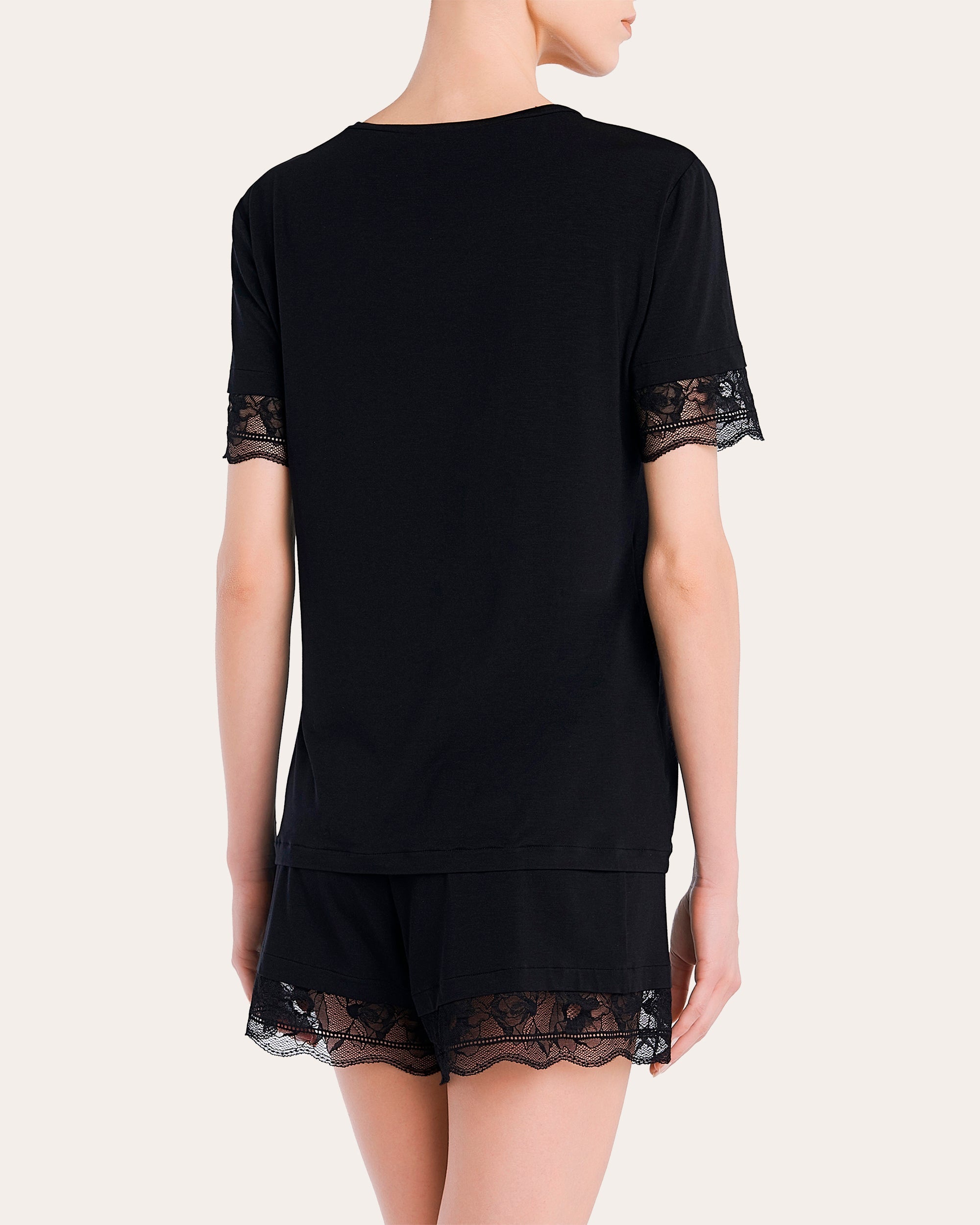 Lace-Trimmed Satin Pajama Set