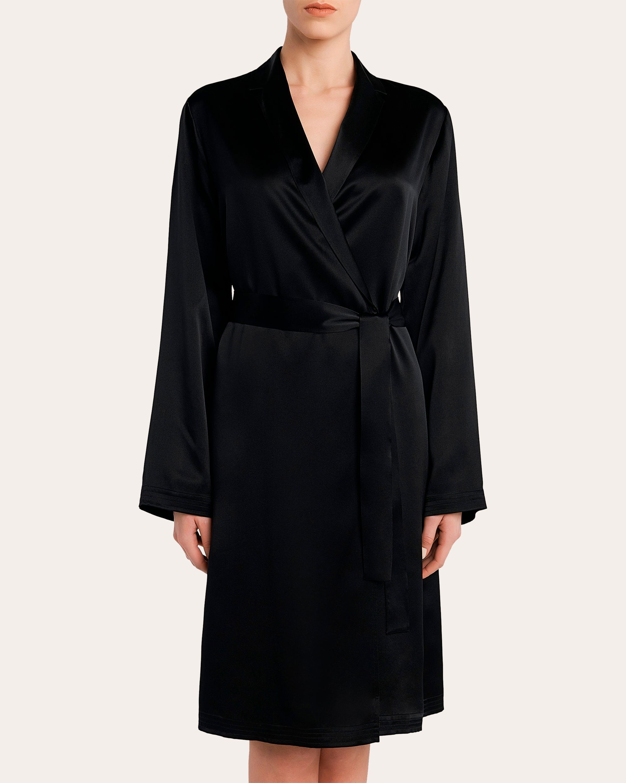 Belted Silk-Satin Robe
