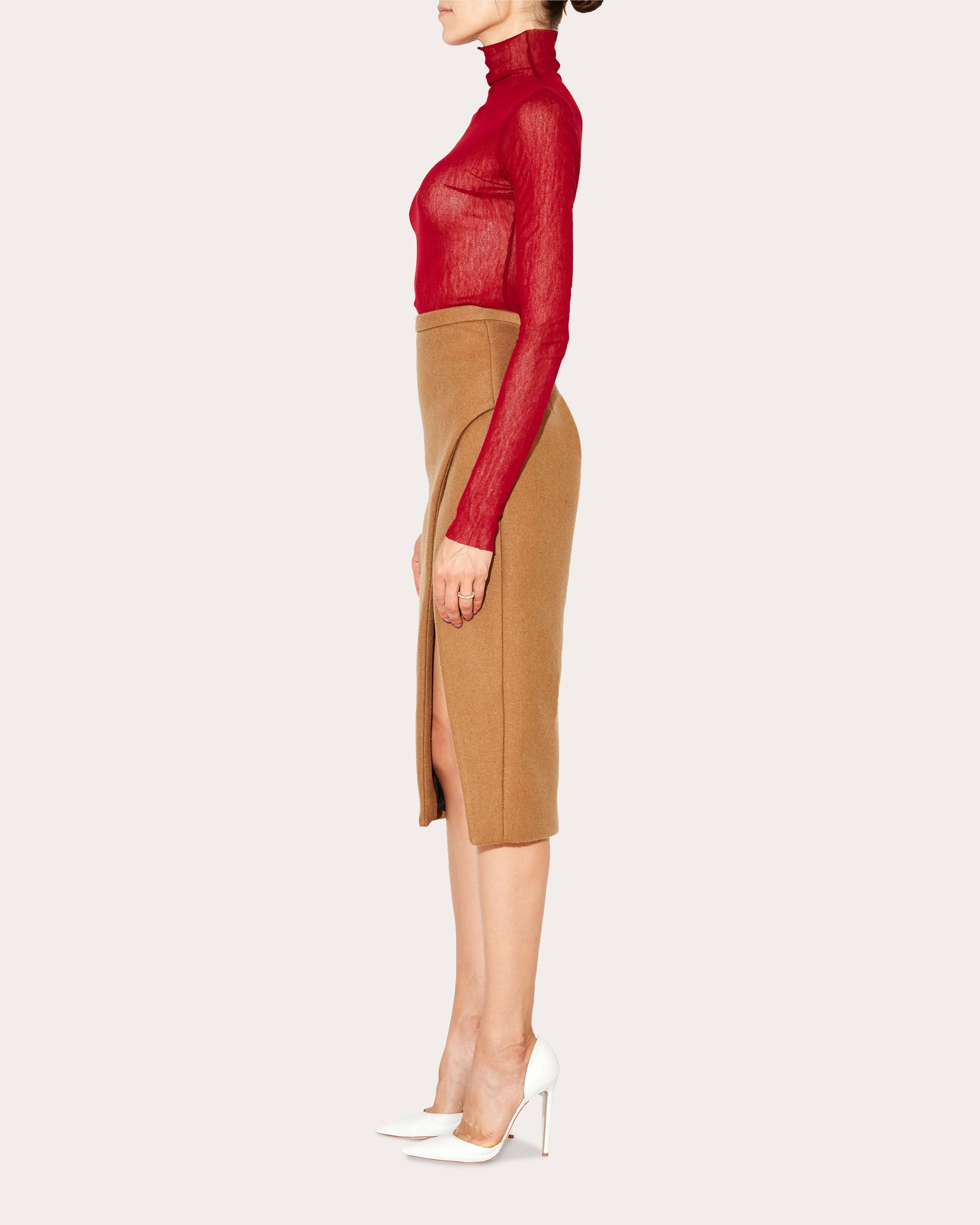 Asymmetric Wool-Blend Skirt