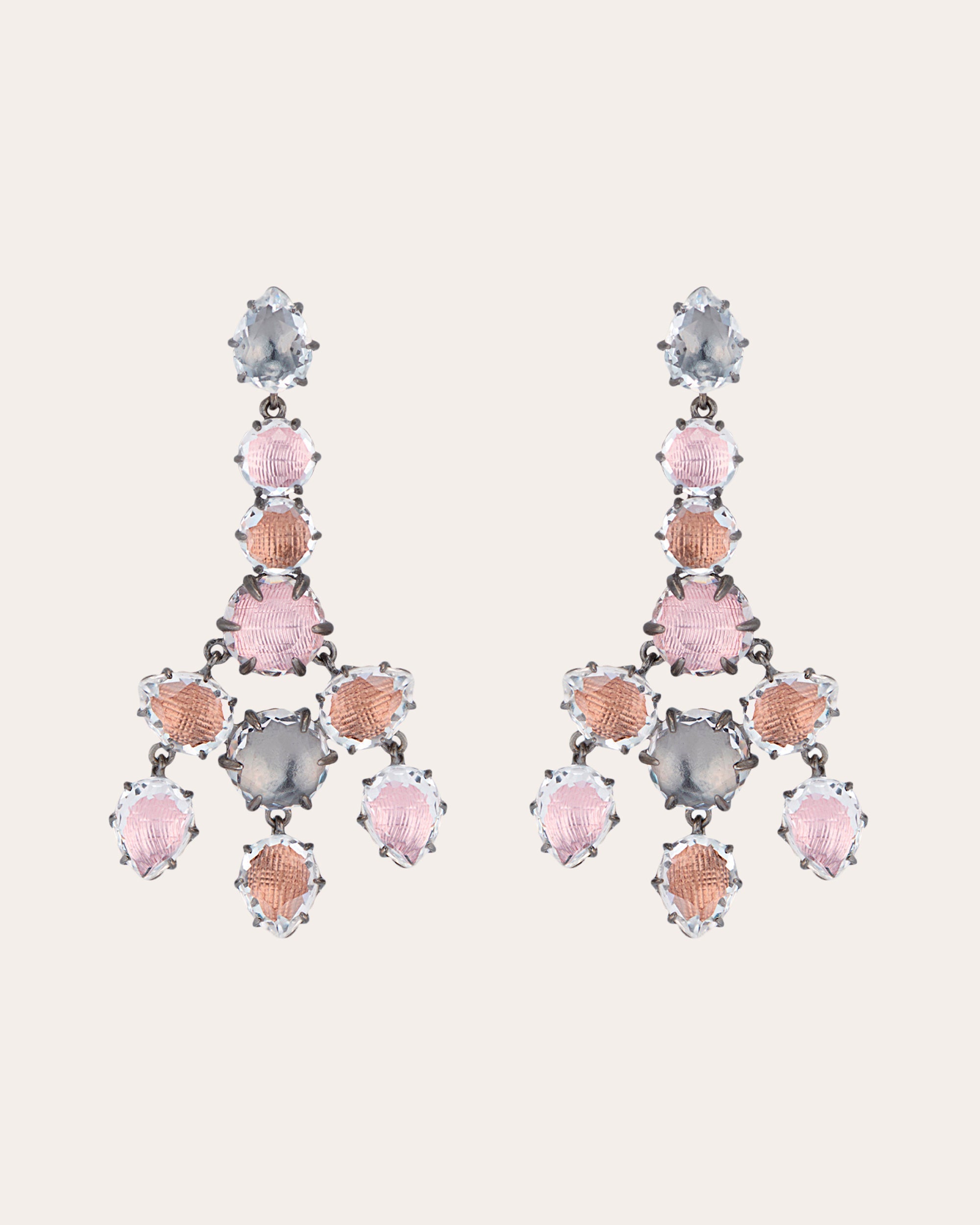 Caterina Rhodium-Dipped Quartz Girandole Earrings