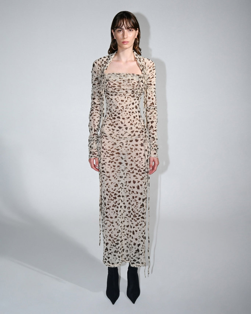 Brie Ruched Printed Jersey Midi Dress