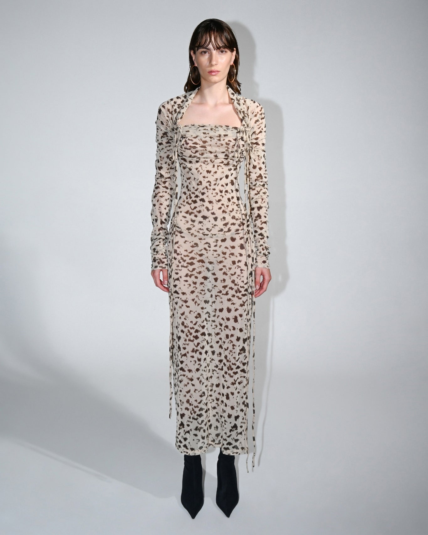 Brie Ruched Printed Jersey Midi Dress