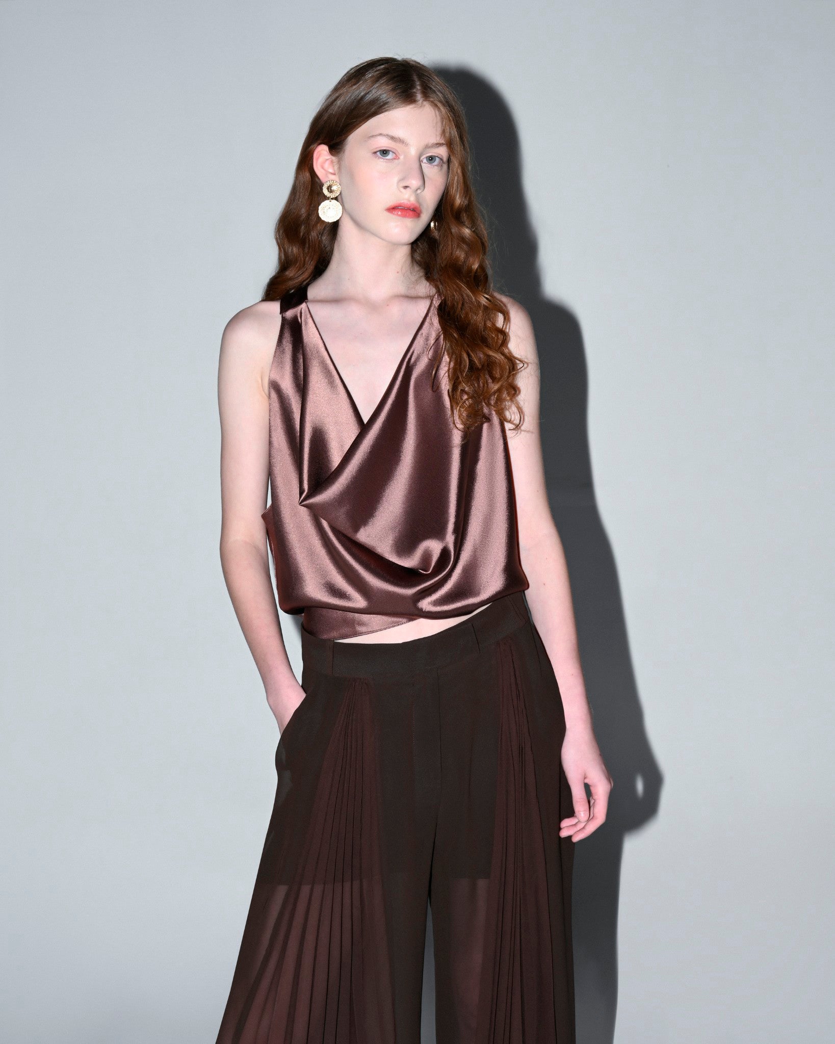 Draped Satin Top