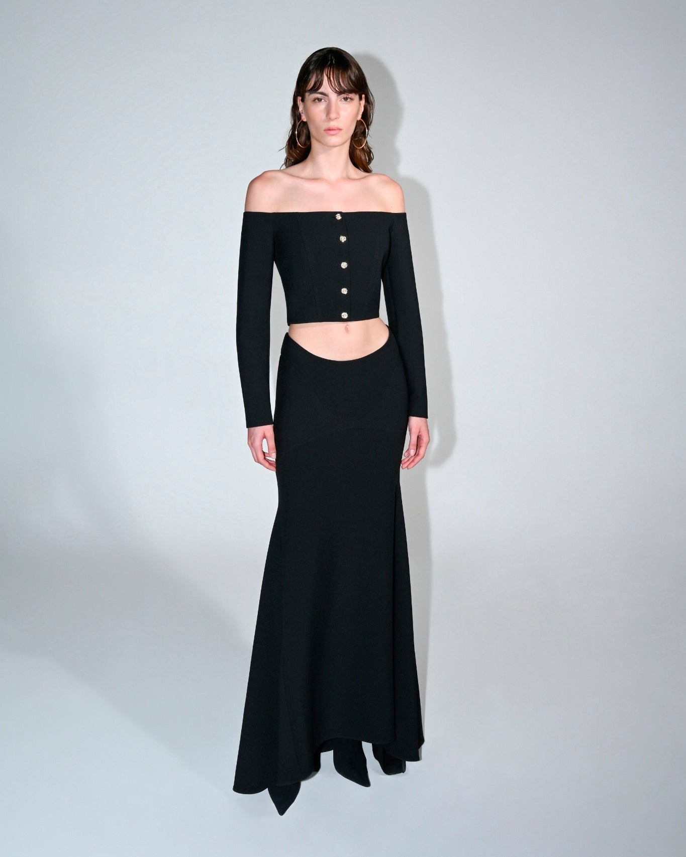 Cropped Off-The-Shoulder Crepe Top