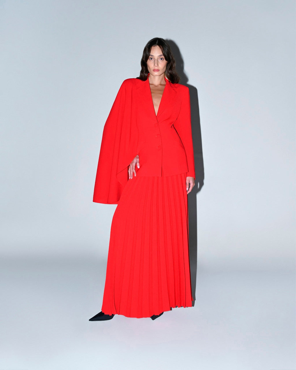 Asymmetric Draped Crepe Blazer